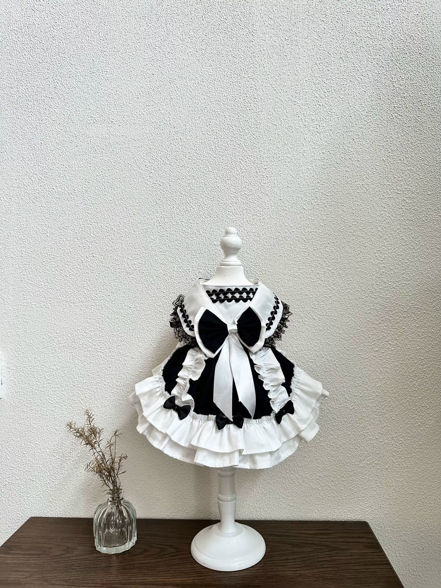Black White Birthday Party Pet Dress for Cats and Small Dogs