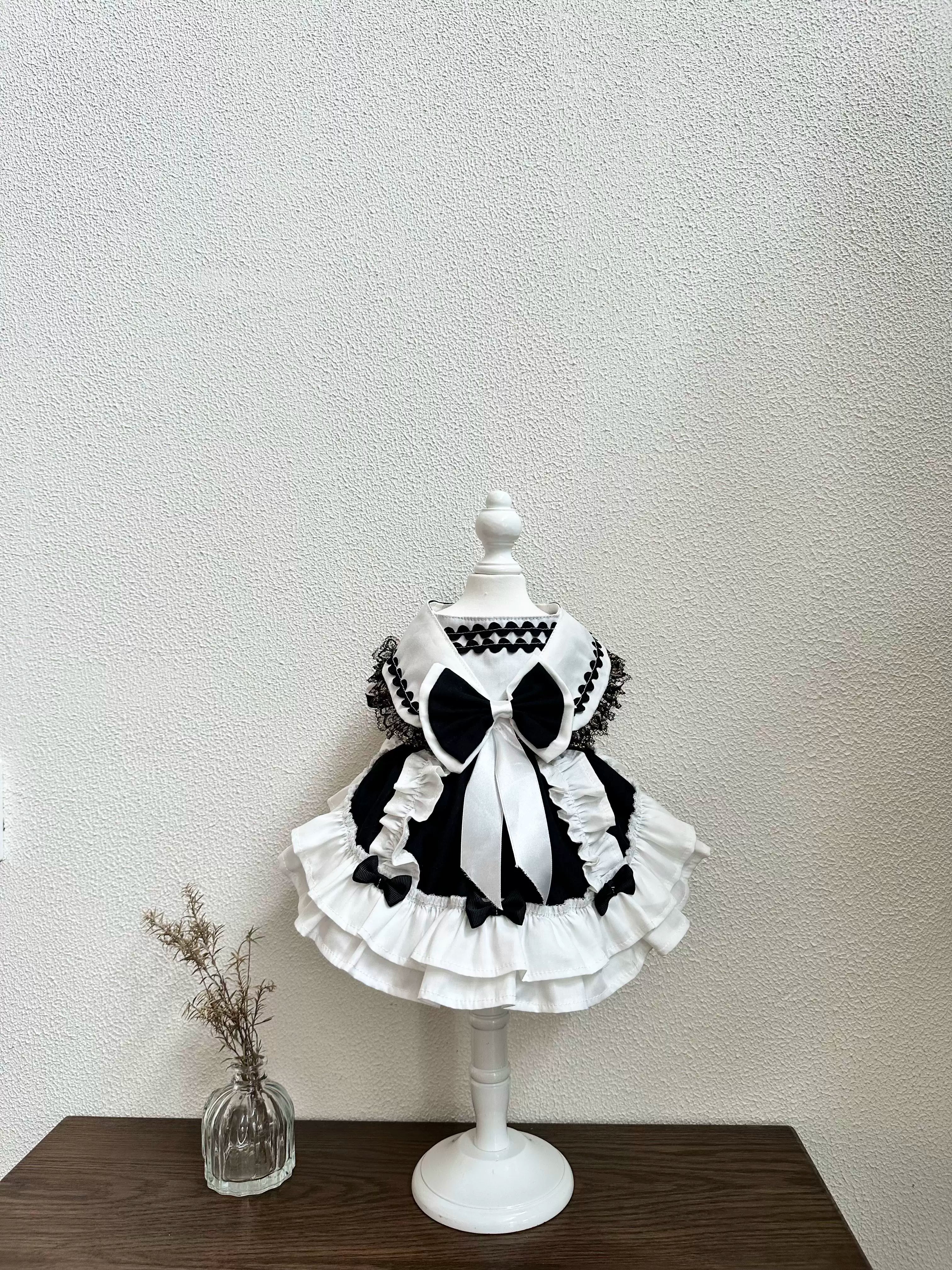 Black White Birthday Party Pet Dress for Cats and Small Dogs - Image 2