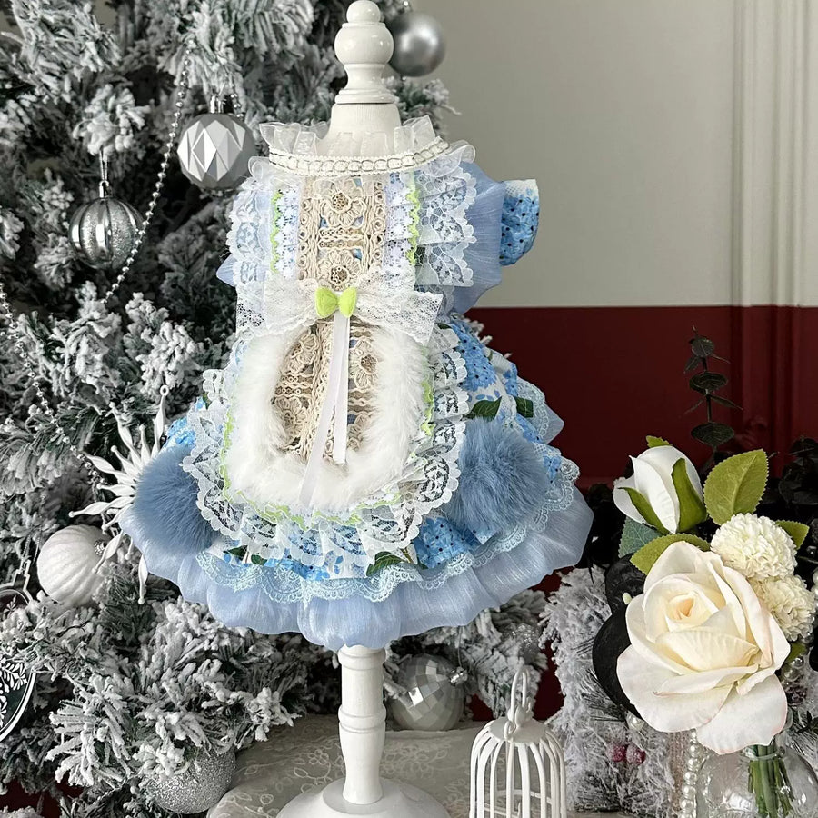 Light Blue Hydrangea Cat Apparel, Pet Clothes