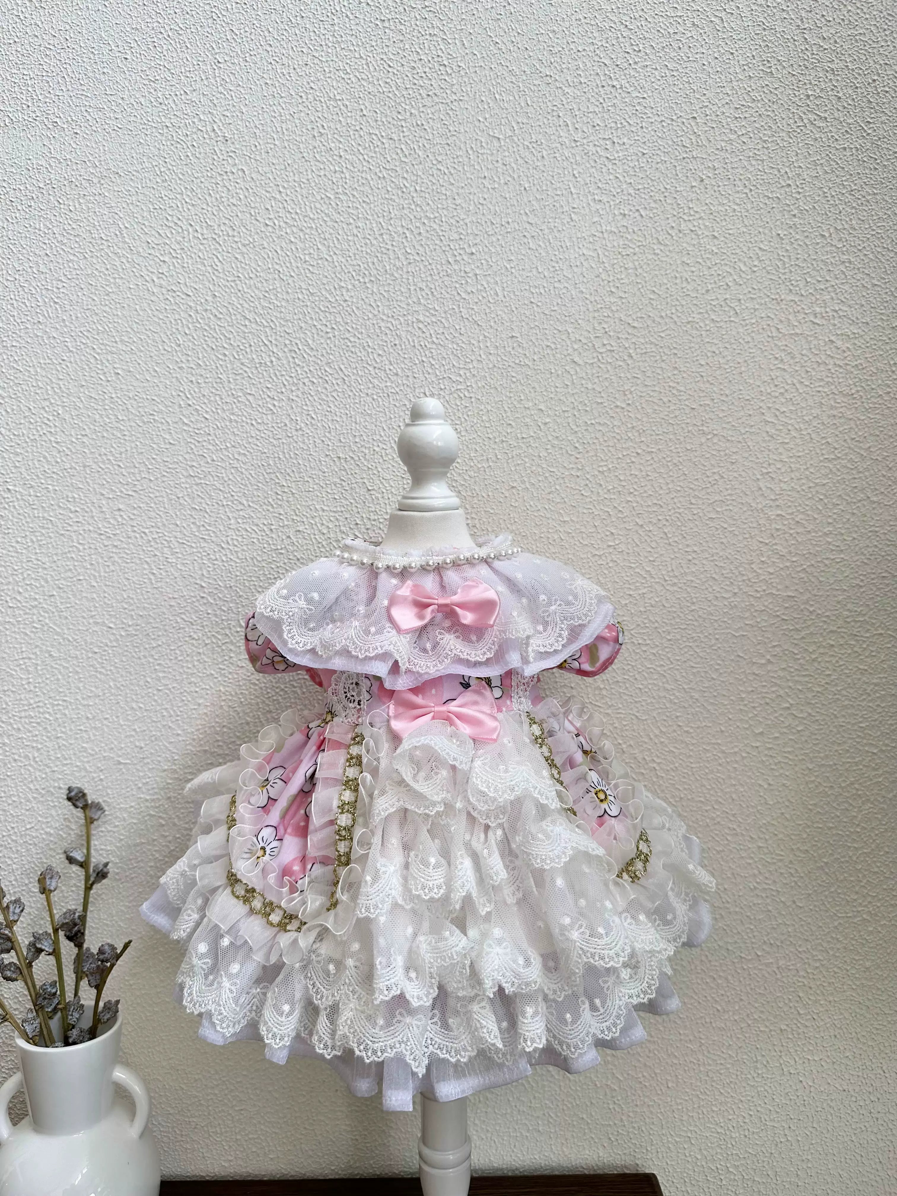 Pink Lace Cat Birthday Outfit, Cat Princess Dress Party Look
