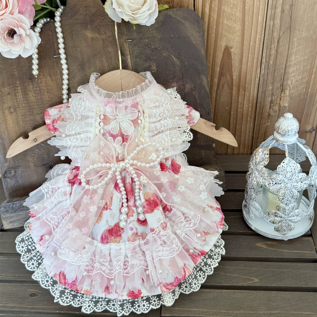 Sweet Embroidered Lace Pet Dress for Small Dogs