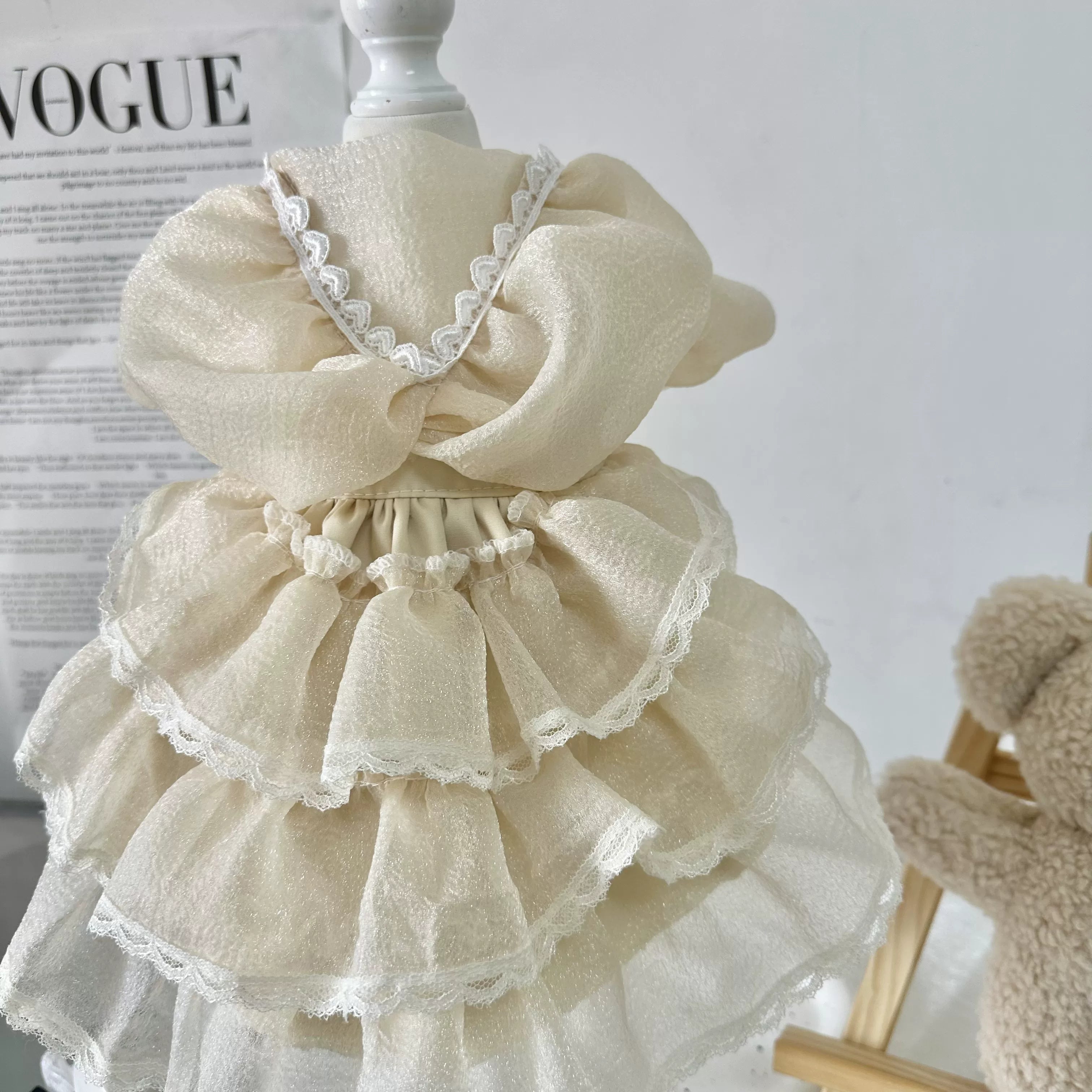 Minimal Korean Lace Cat Dress, Dog Clothes for Small Dogs