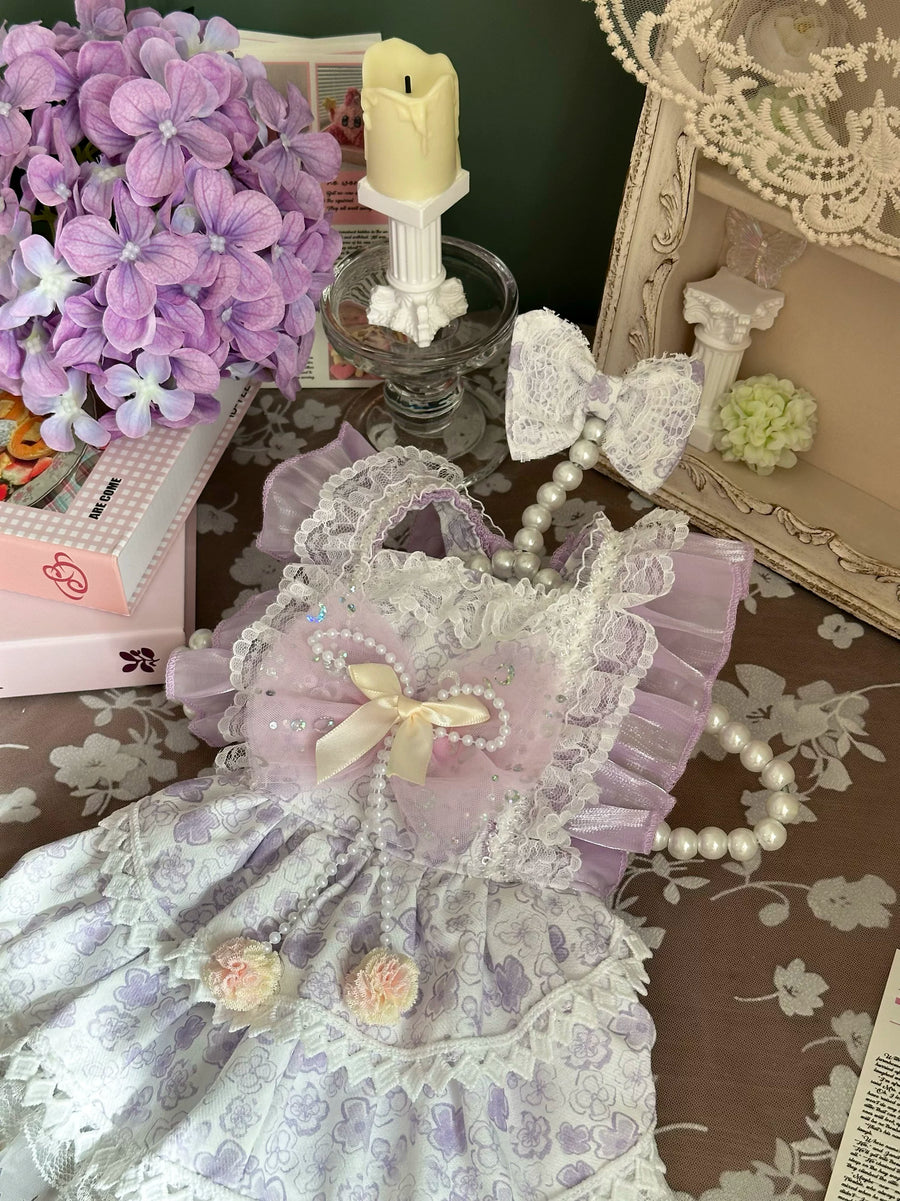 Purple Floral Strap Pet Dress for Cats and Small Dogs - Image 4