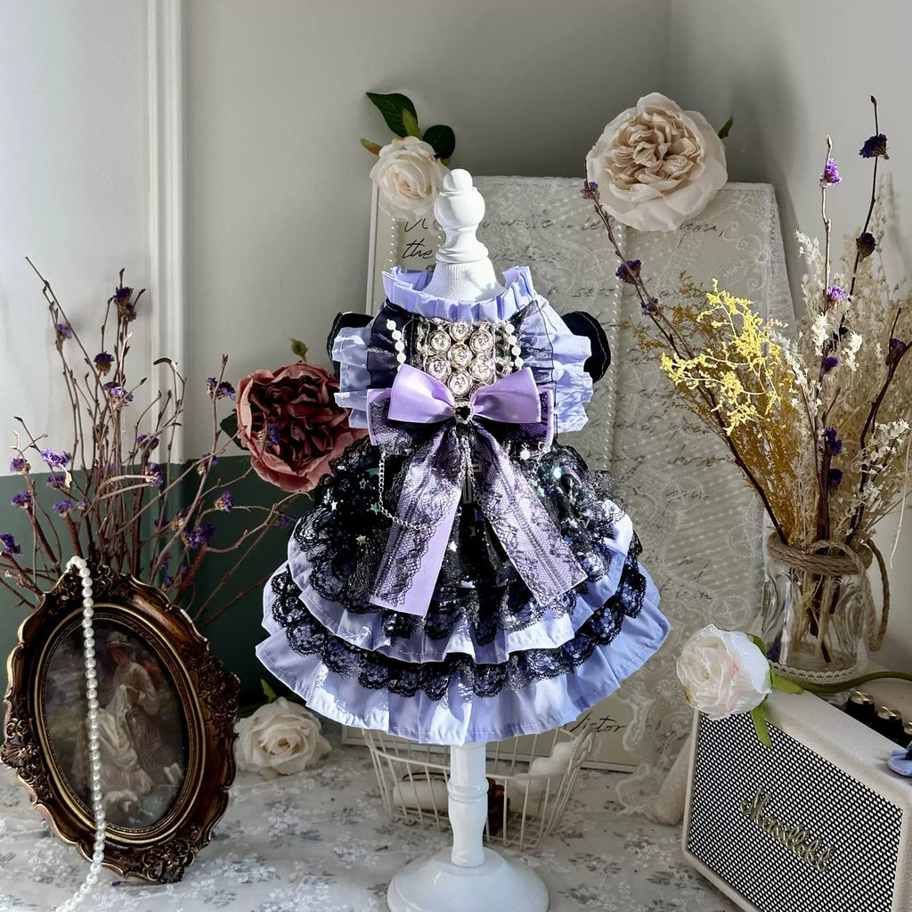 Dark Purple Starry Tulle Pet Dress for Dogs and Cats
