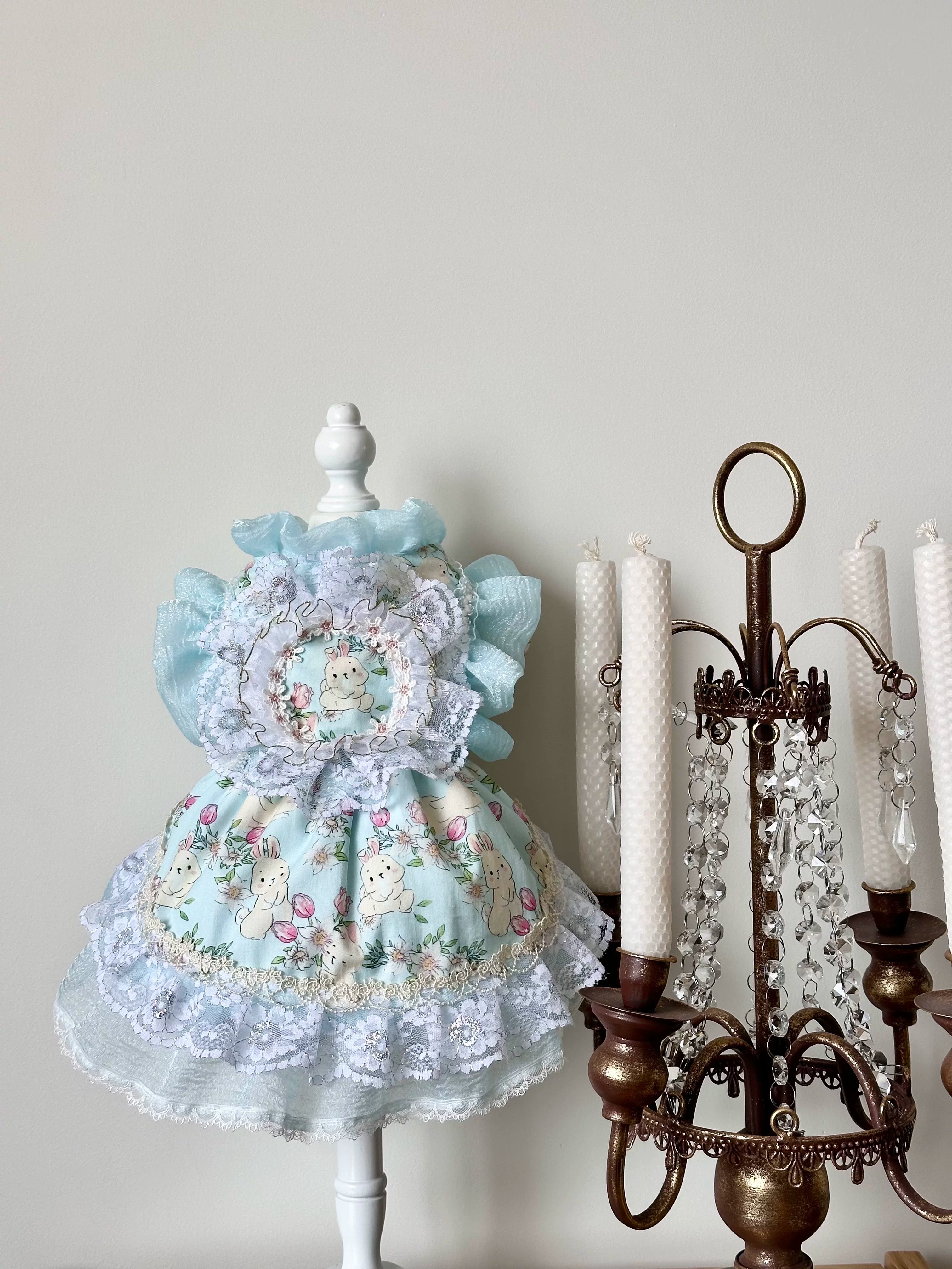 Blue Bunny French Lace Cat Clothes, Pet Apparel - image 1