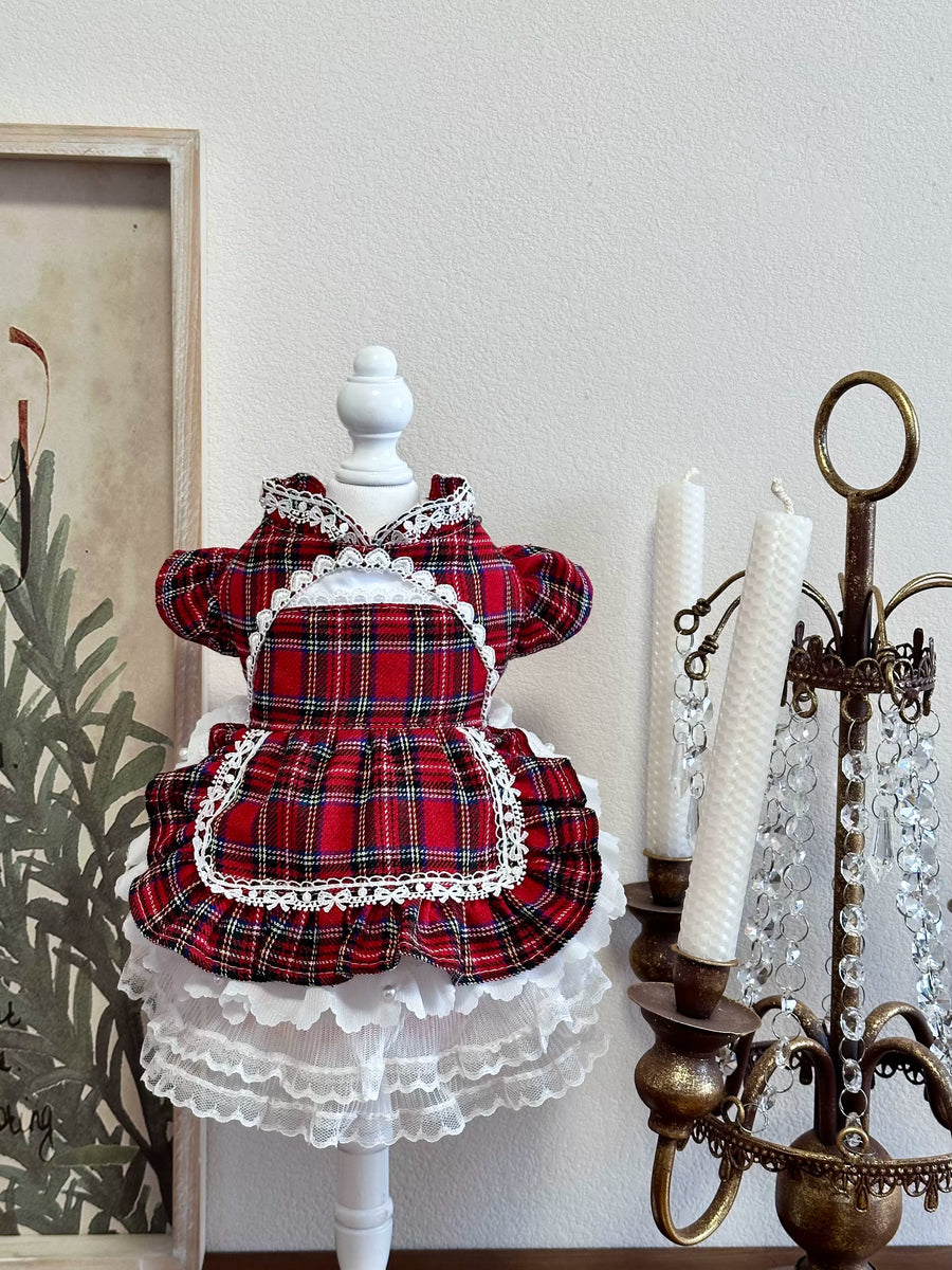 Red Vintage New Year Pet Dress, Cat Outfit - image 9