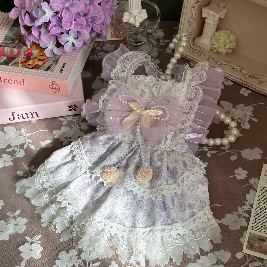 Purple Floral Strap Pet Dress for Cats and Small Dogs - Image 2