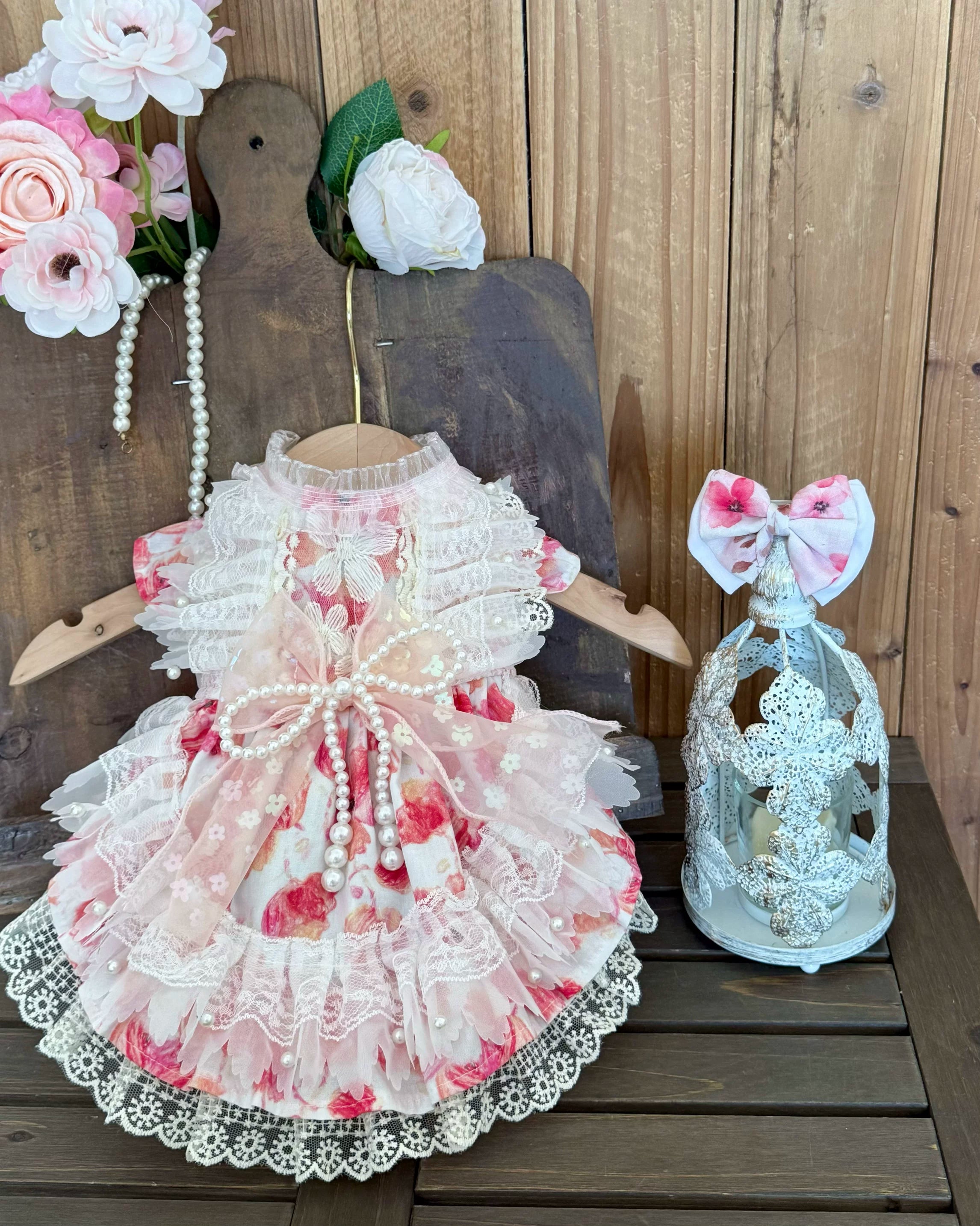 Sweet Embroidered Lace Pet Dress for Small Dogs