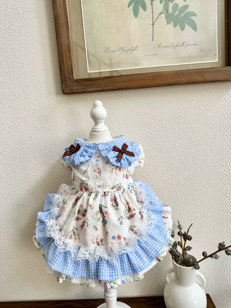 Blue Floral Sweet Pet Dress, Cat Outfit - image 10