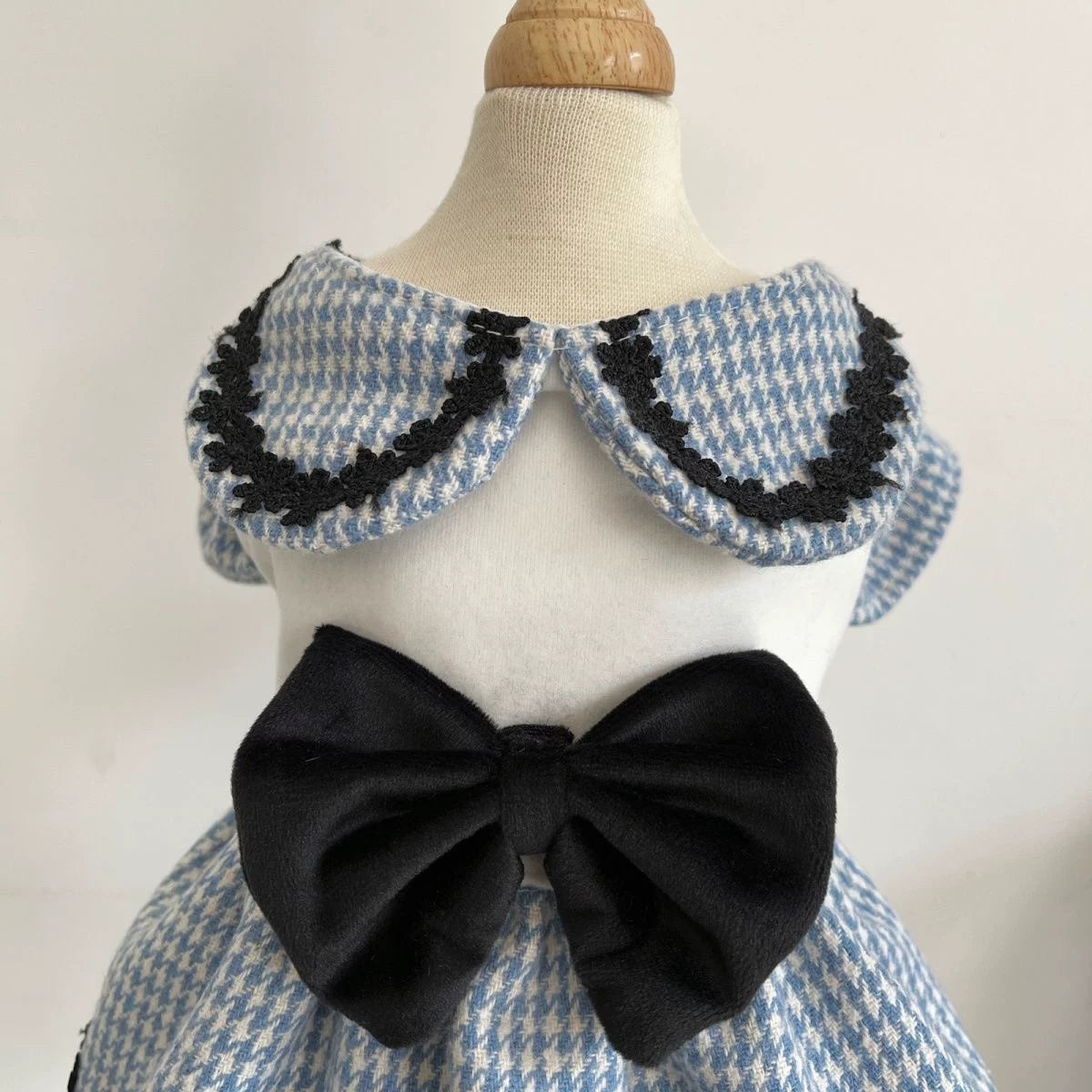 Blue White Bow Cat Dress, Clothes for Small Dogs Outfit
