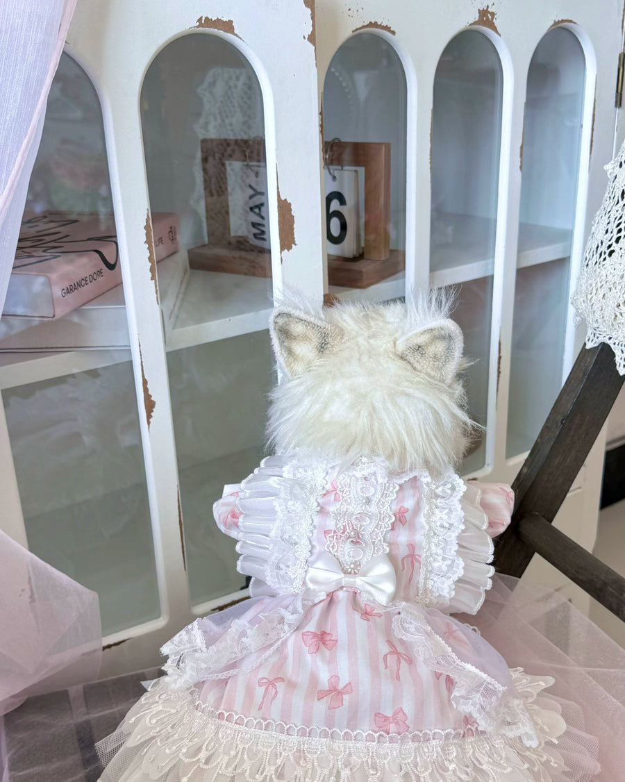 Striped Bow Cat Dress, Cute Small Dog Outfit