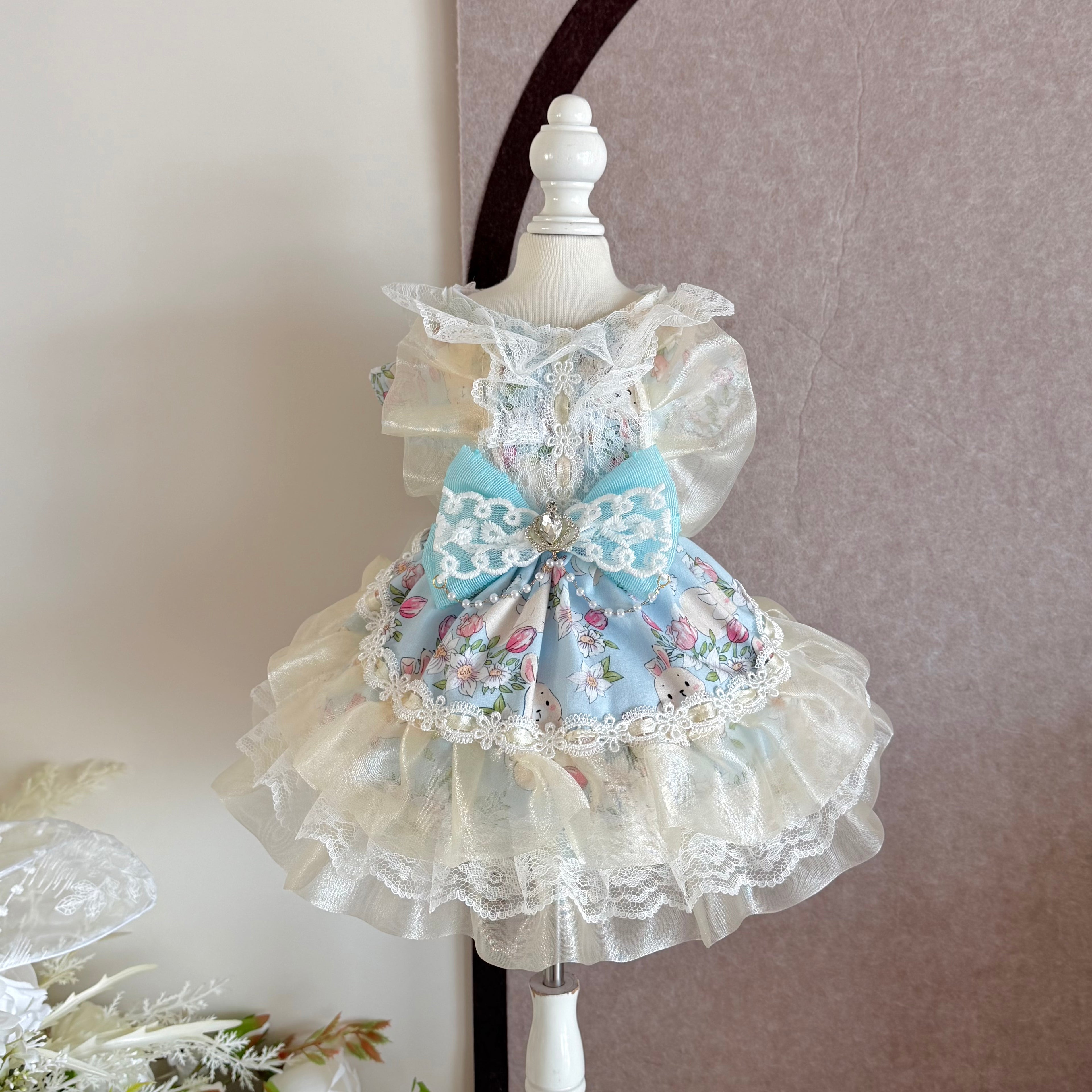 Sea Salt Blue Bunny Cat Costume, Cute Dog Clothes
