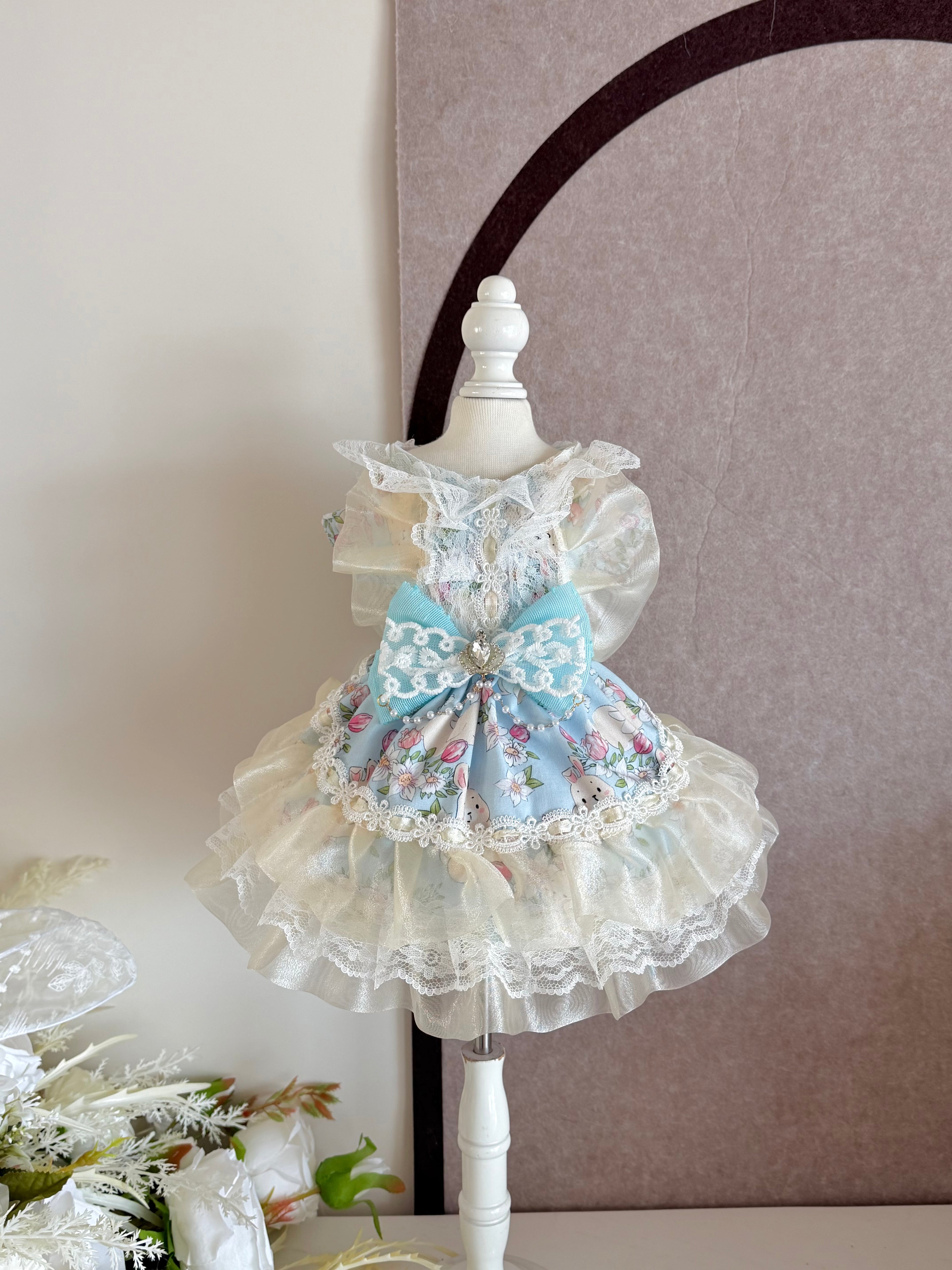 Sea Salt Blue Bunny Cat Costume, Cute Dog Clothes