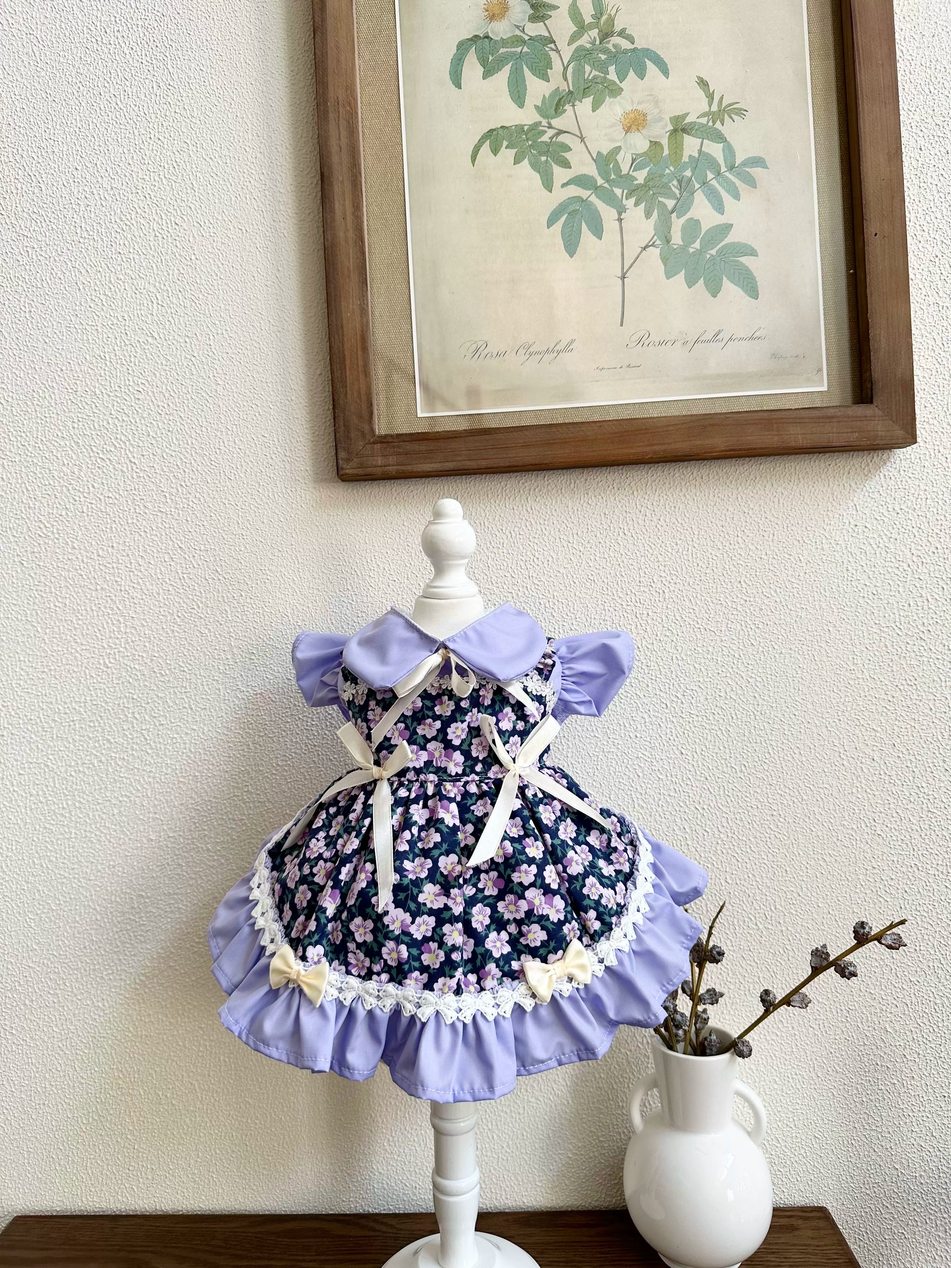 Purple French Cat Dress, Clothes for Small Dogs Party Outfit