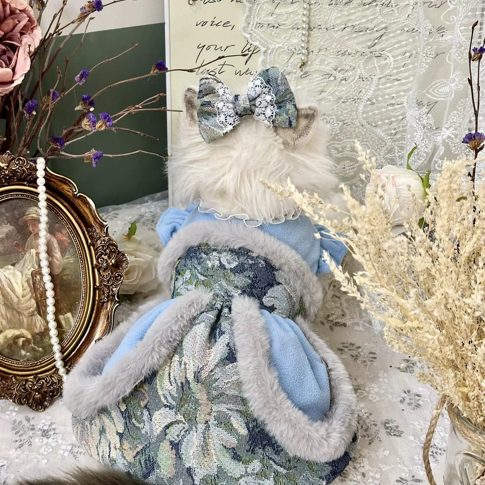 Oil Painting Floral Cat Dress, Cute Dog Clothes