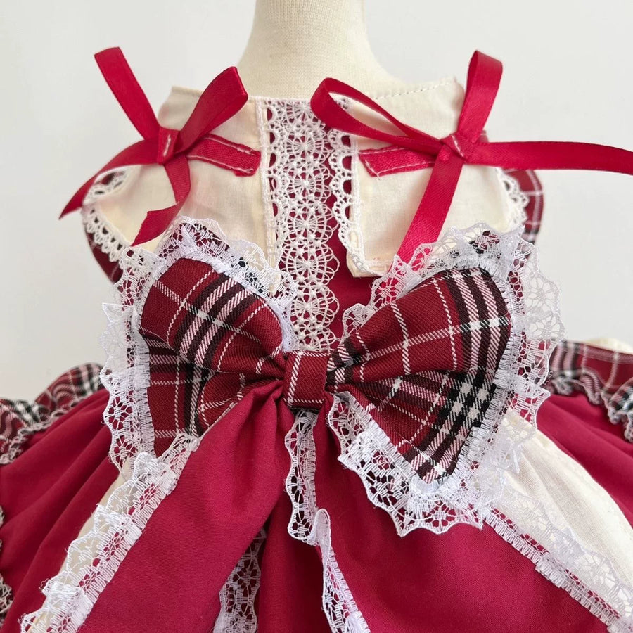 Plaid Bow Lolita Cat Princess Dress, Dog Clothes for Small Dogs