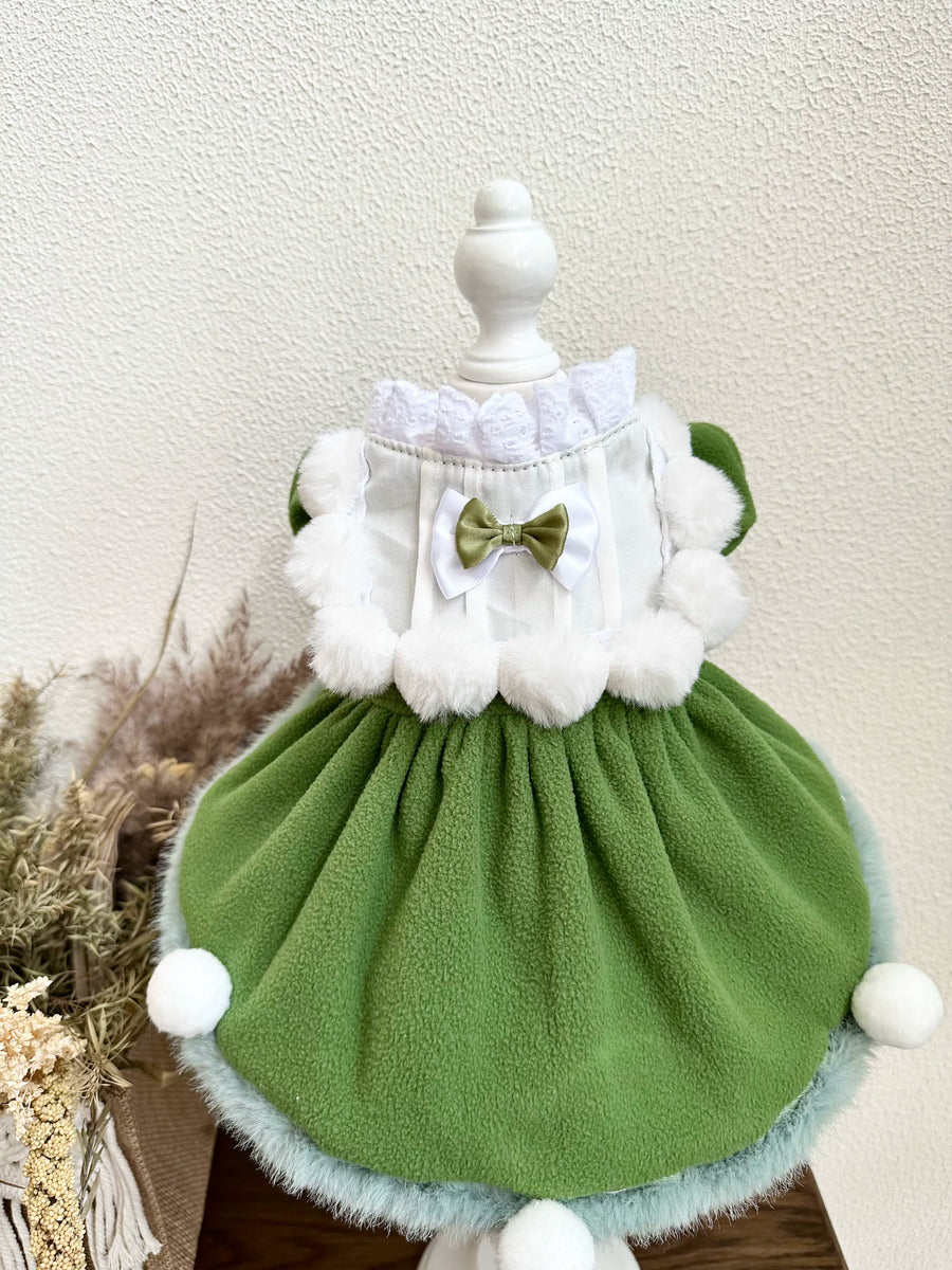 Green Fleece Cat Clothes, Cat Winter Clothing for Pets