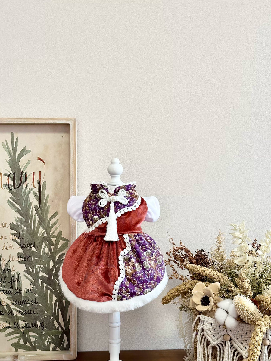 Floral Chinese Tang Cat Apparel, Cat Clothes - image 12