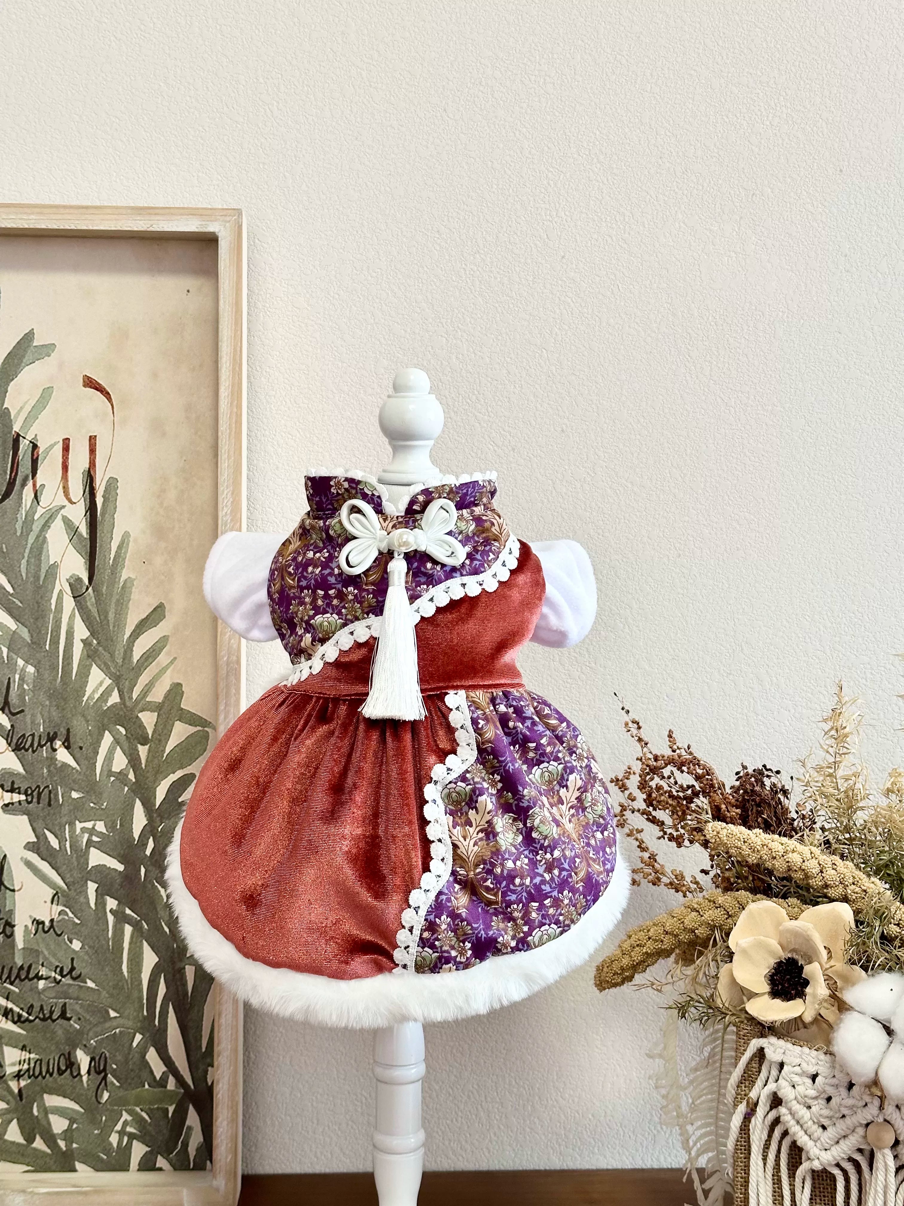 Floral Chinese Tang Cat Apparel, Cat Clothes - image 11