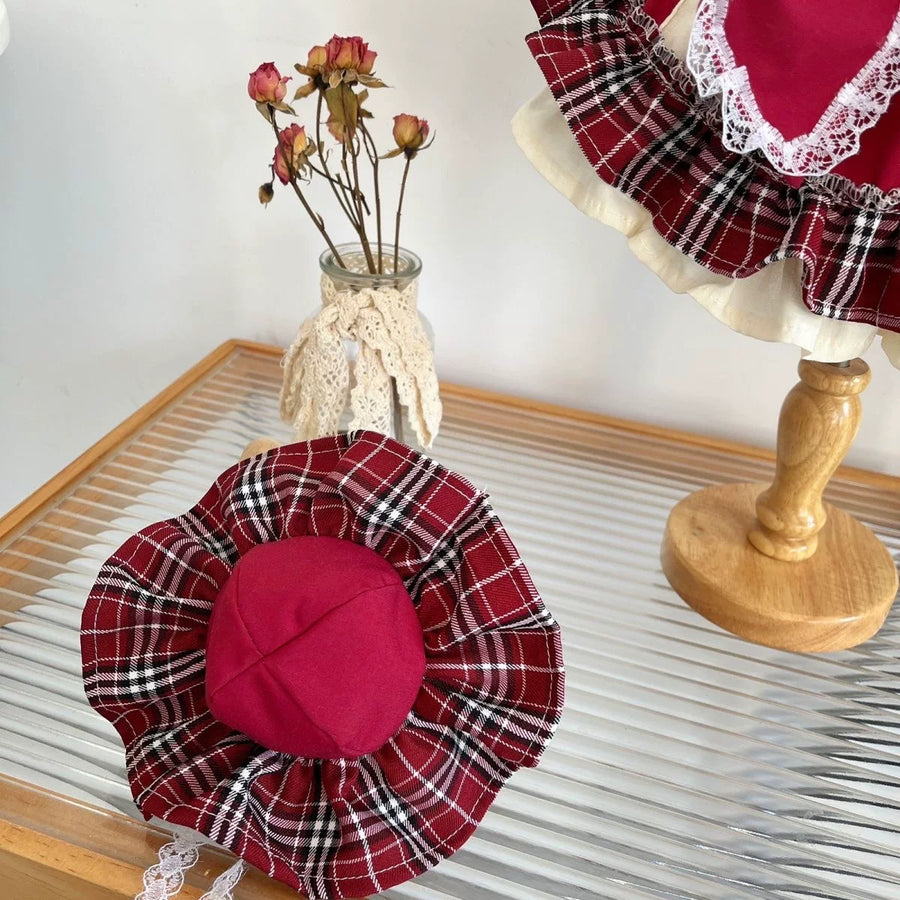 Plaid Bow Lolita Cat Princess Dress, Dog Clothes for Small Dogs