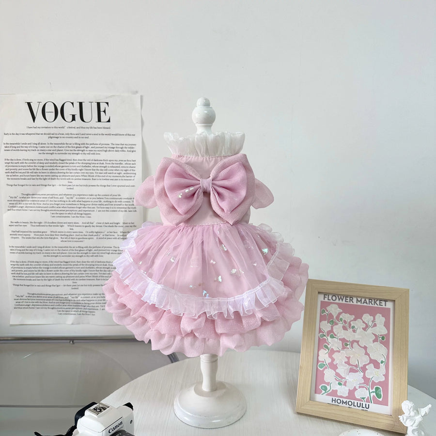 Pink Ruffle Party Pet Dress for Cats and Small Dogs - Image 2