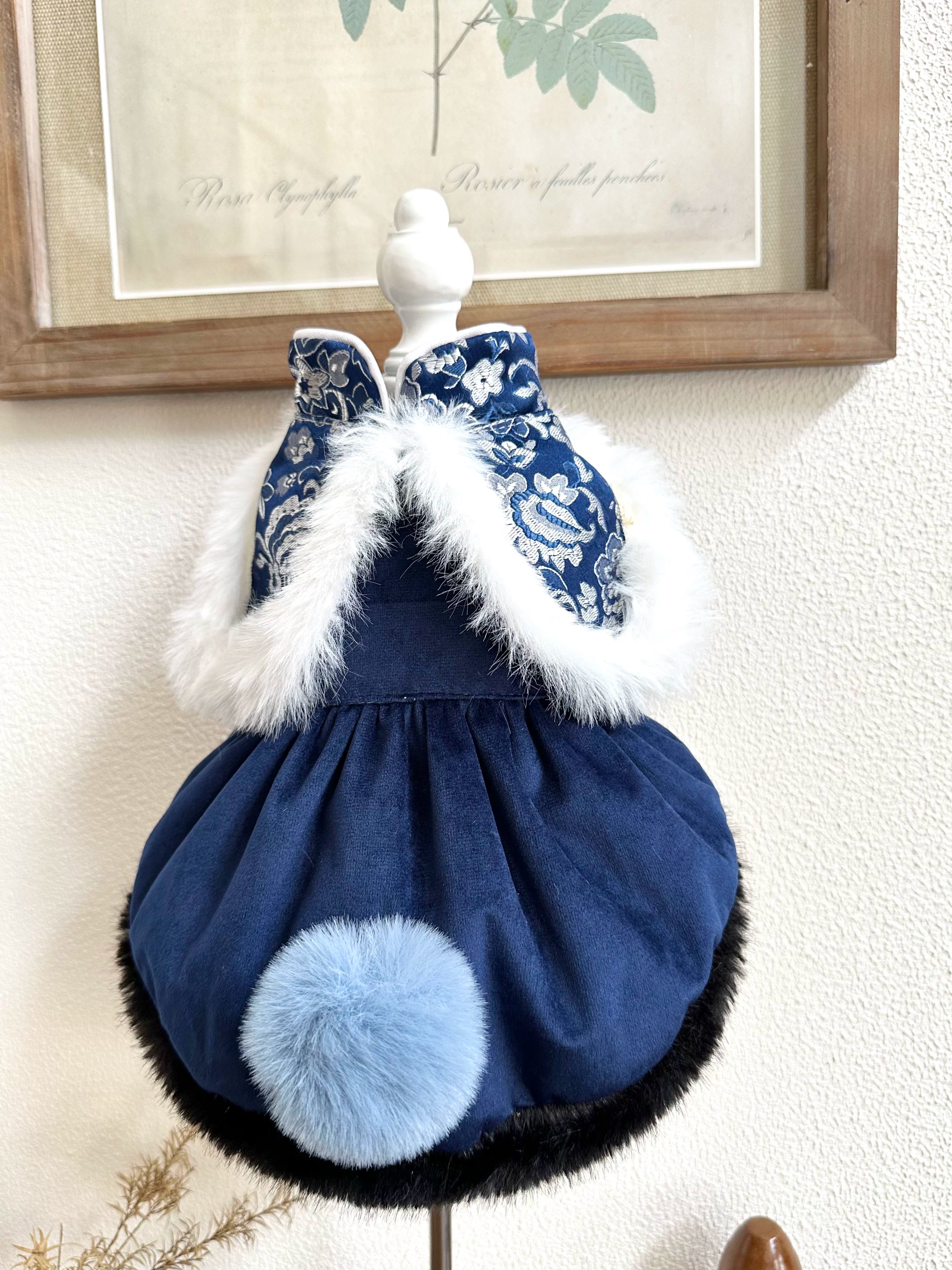 Sapphire Blue Cat Clothes, Cat Winter Clothing Outfit