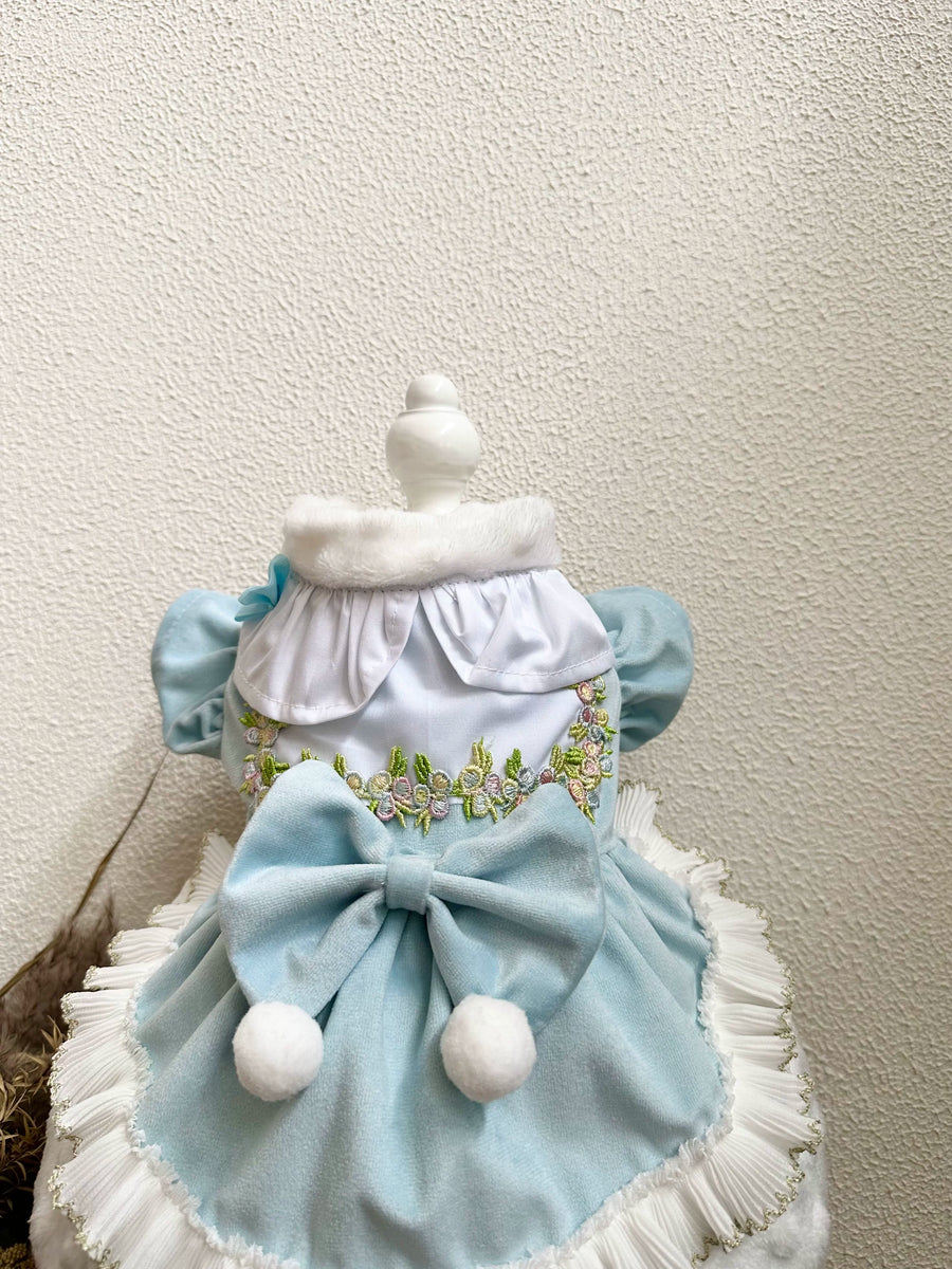 Blue Velvet Dog Clothes for Small Dogs, Cat Clothes