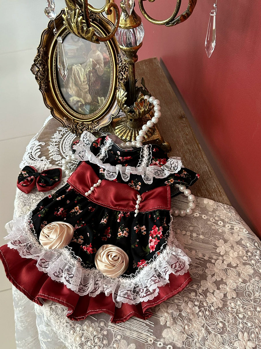 Wine Red Rose Birthday Dog Birthday Dress, Cat Birthday Outfit - image 1