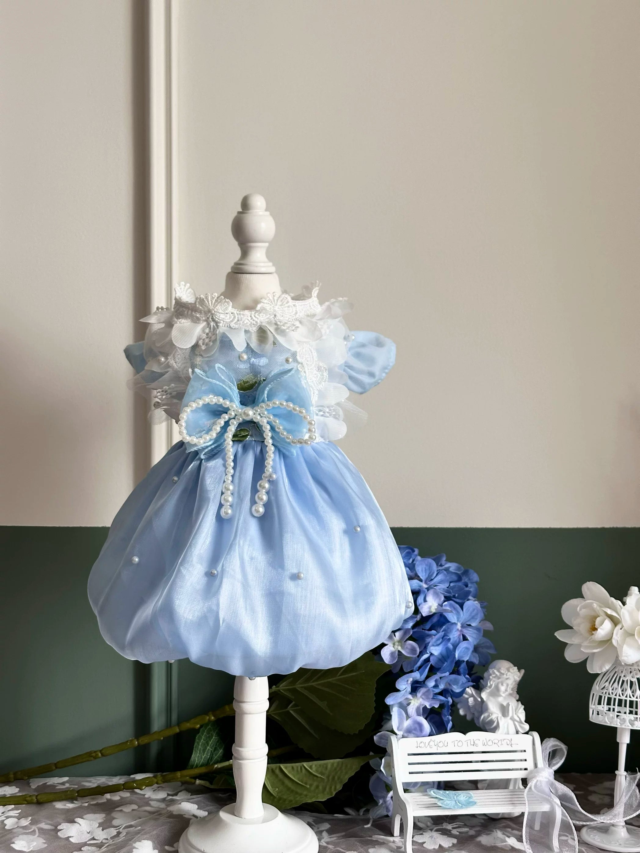 Blue Pearl Tulle Pet Dress for Dogs and Cats