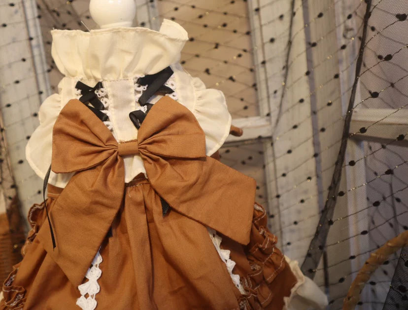 Khaki Bunny Lolita Cat Princess Dress, Dog Clothes for Small Dogs