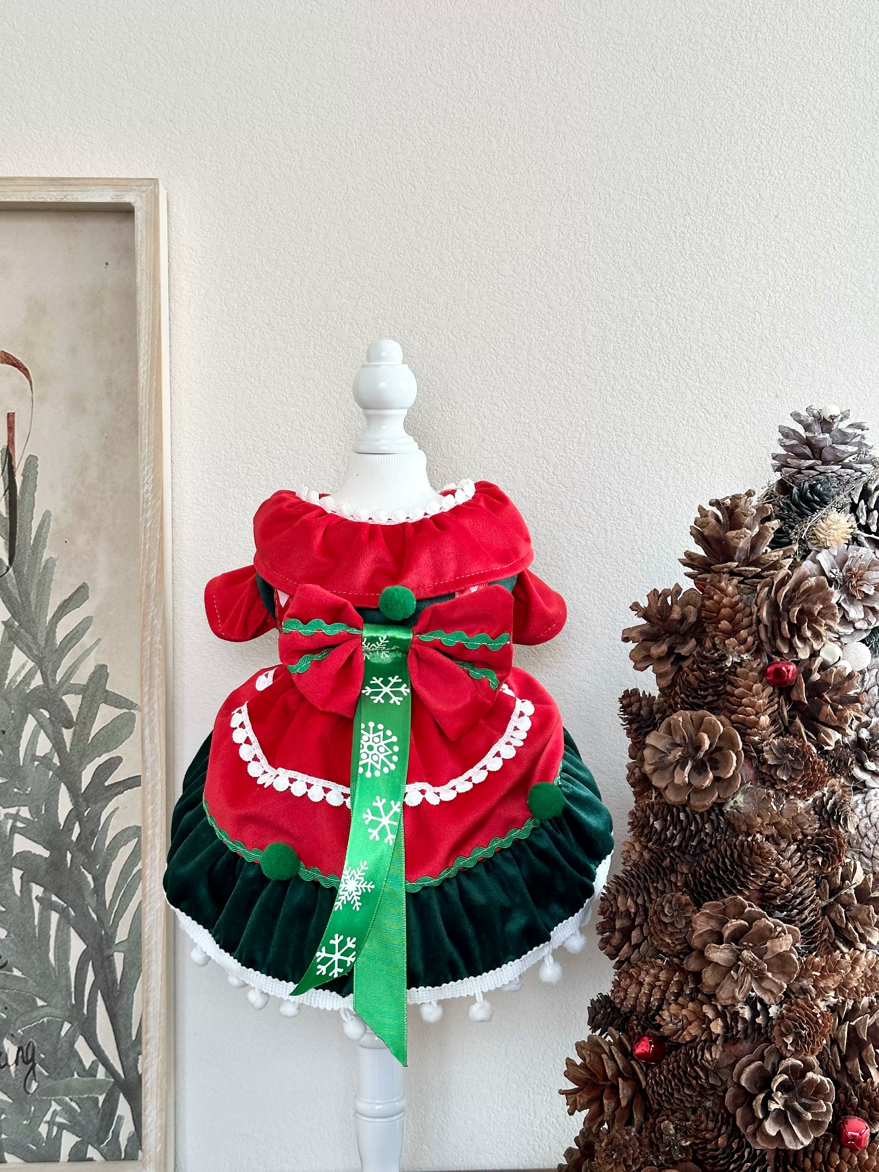 Red Green Christmas Harness Dog Christmas Clothes, Holiday Dog Outfits - image 1