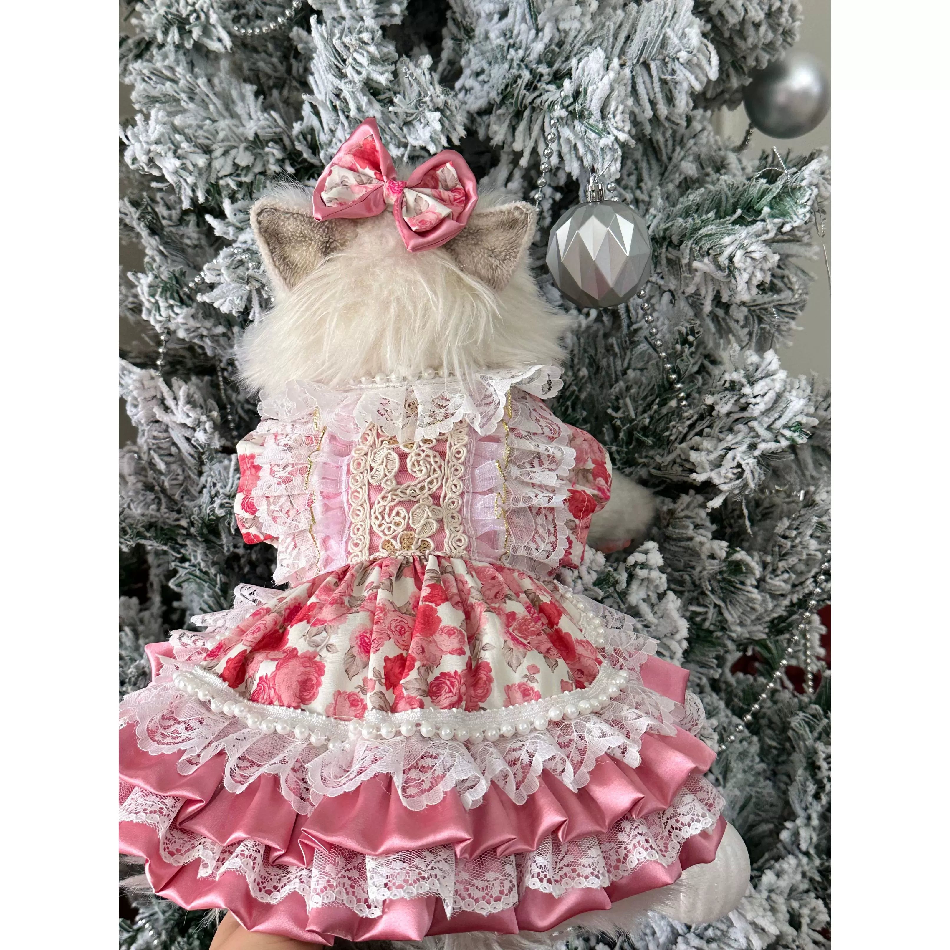 Pearl Rose Dog Princess Dress, Cute Cat Clothes