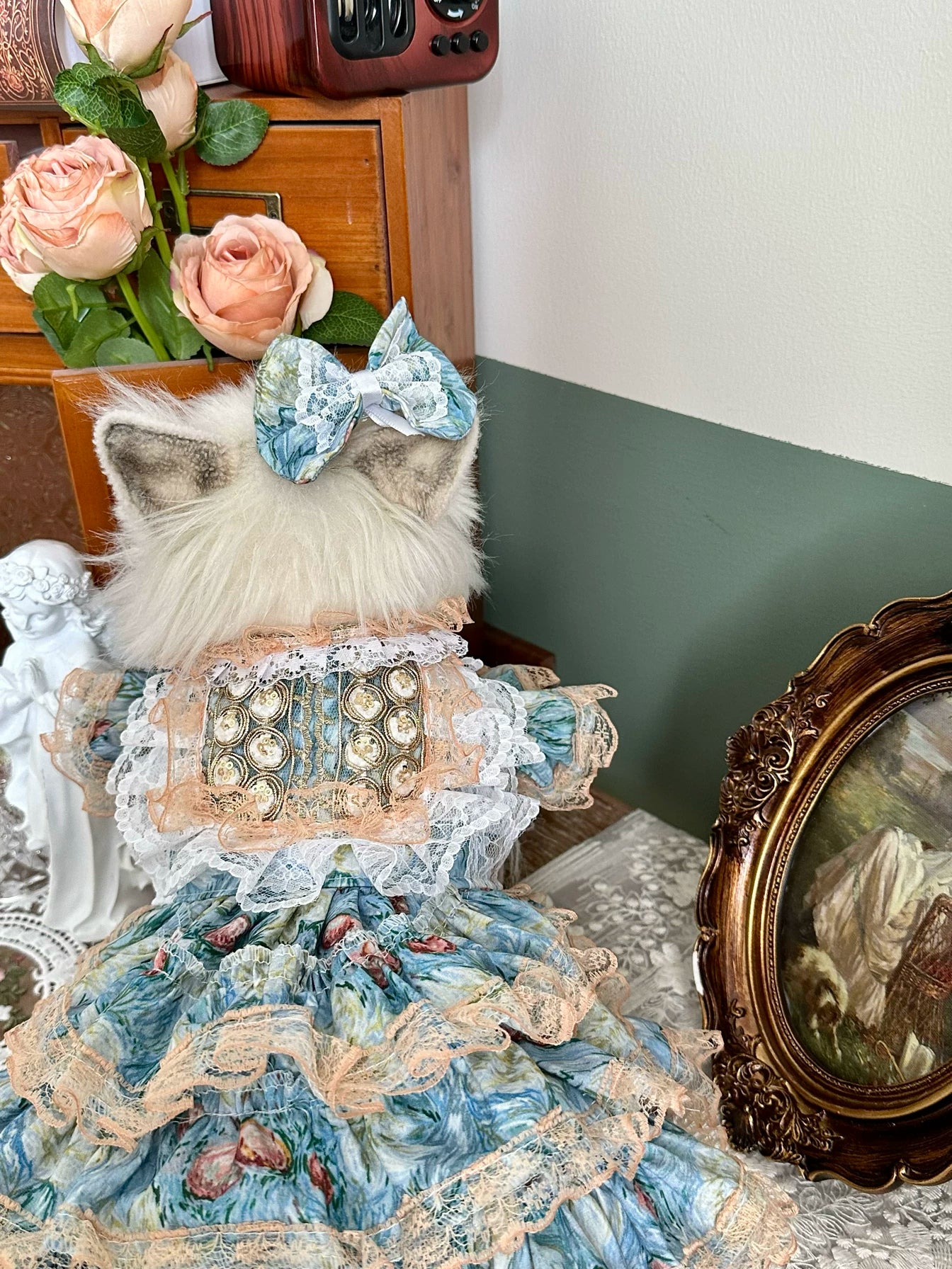 French Lace Garden Tea Pet Dress for Small Dogs and Cats