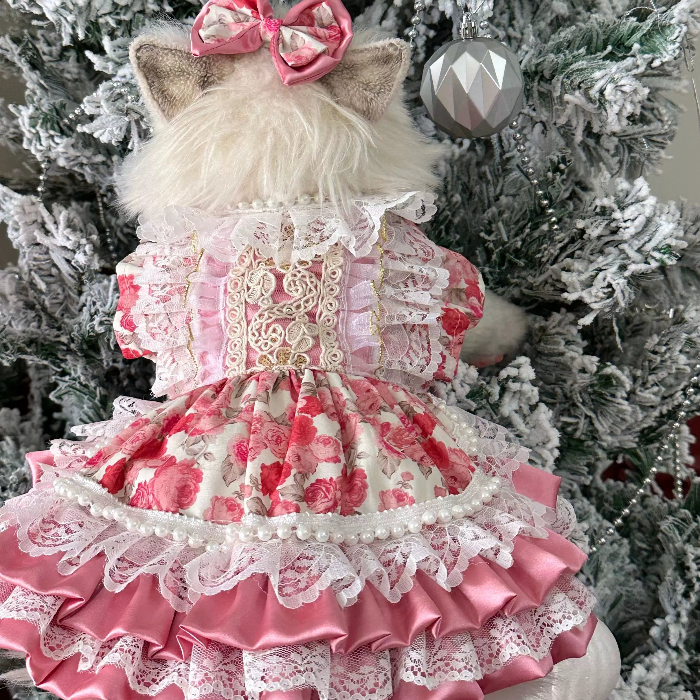 Pearl Rose Dog Princess Dress, Cute Cat Clothes