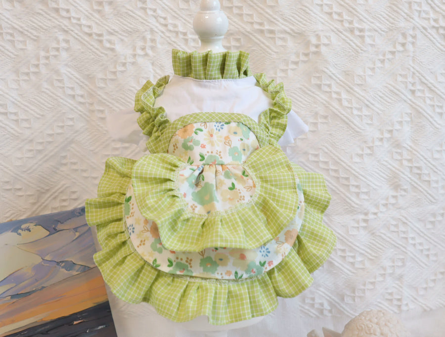 Green Pumpkin Plaid Cat Dress, Cute Dog Clothes Outfit