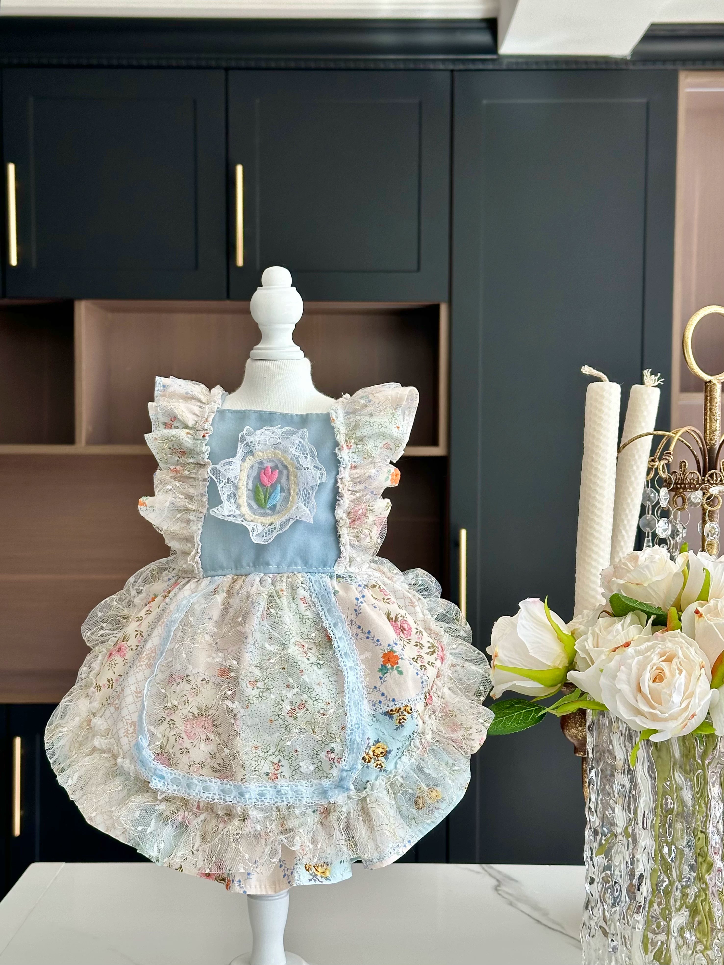 Blue White Tulip Tulle Dog Dress, Pet Dress - image 2