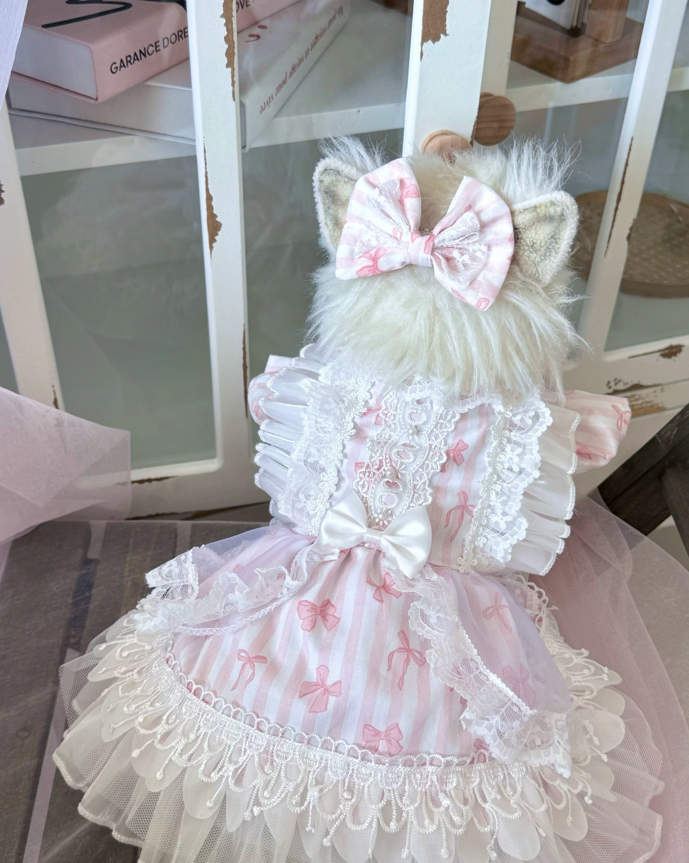 Striped Bow Cat Dress, Cute Small Dog Outfit