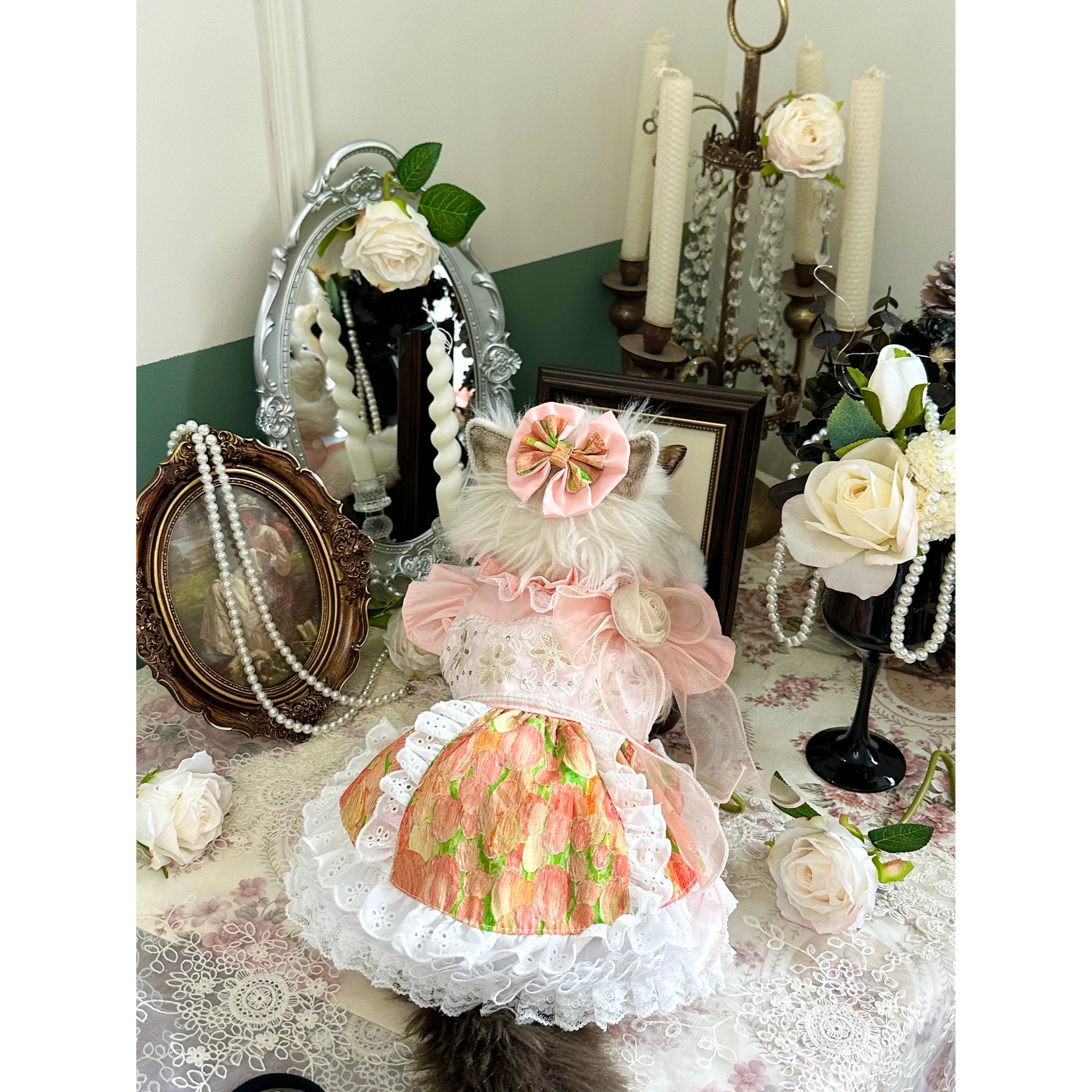 Butterfly Floral Cat Dress, Clothes for Small Dogs