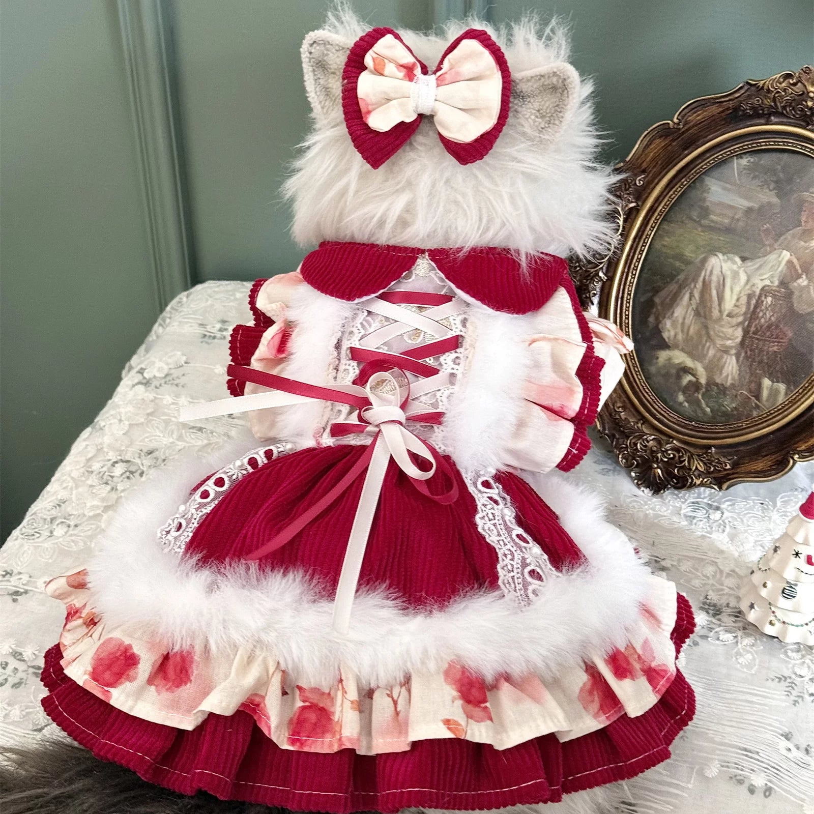Corduroy New Year Cat Winter Clothes, Dog Outfit
