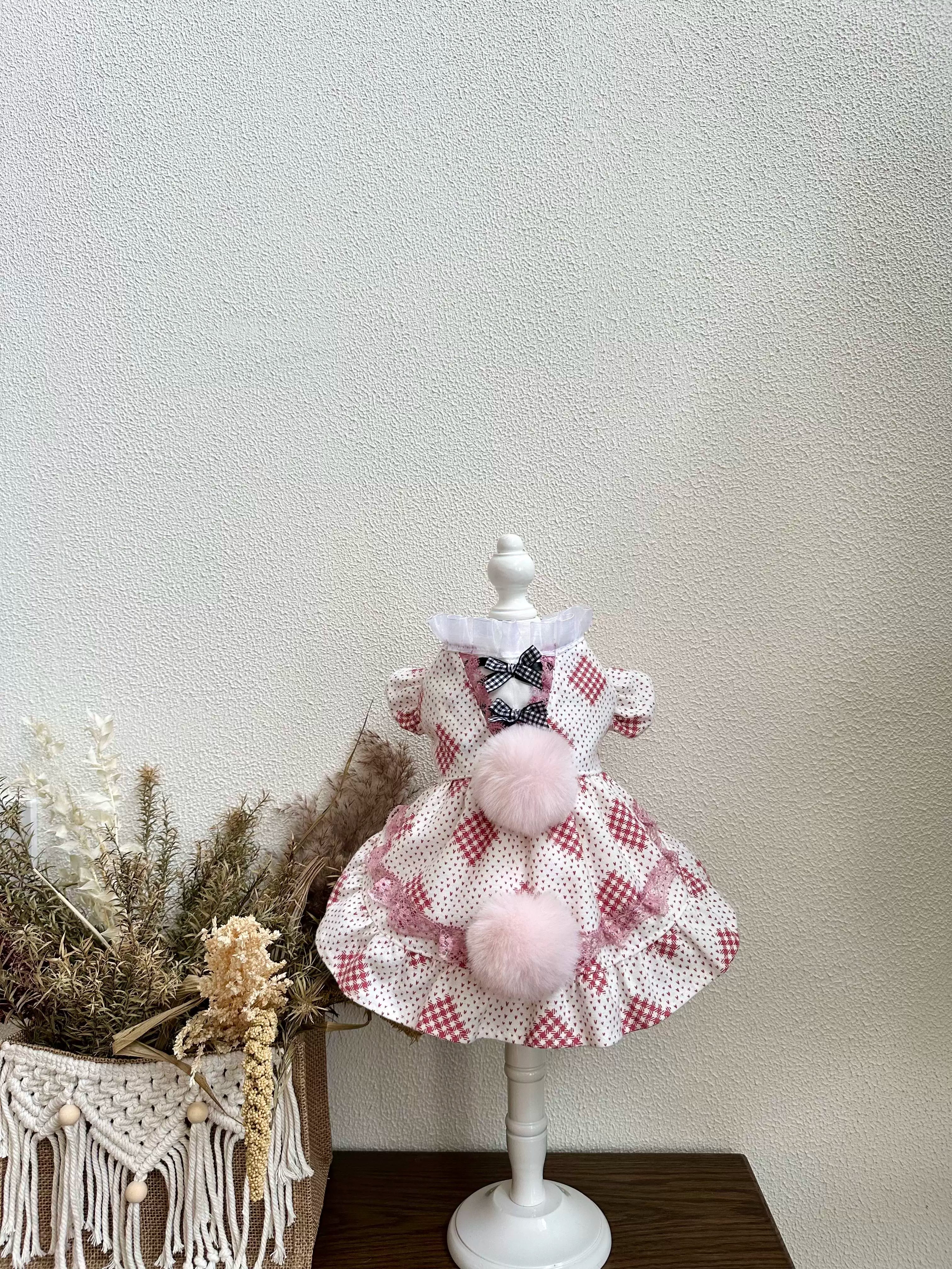 Mauve Pink Warm Cat Dress, Clothes for Small Dogs Outfit