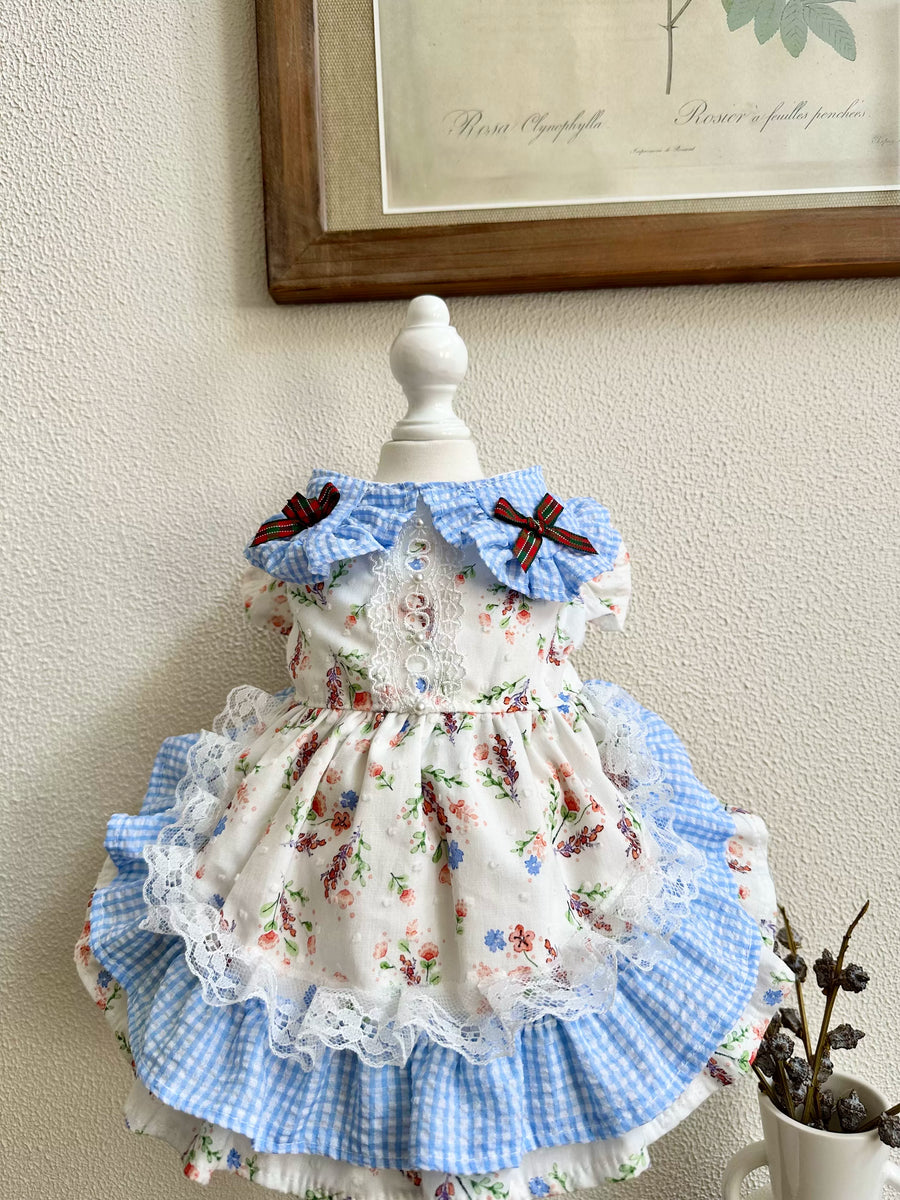 Blue Floral Sweet Pet Dress, Cat Outfit - image 11