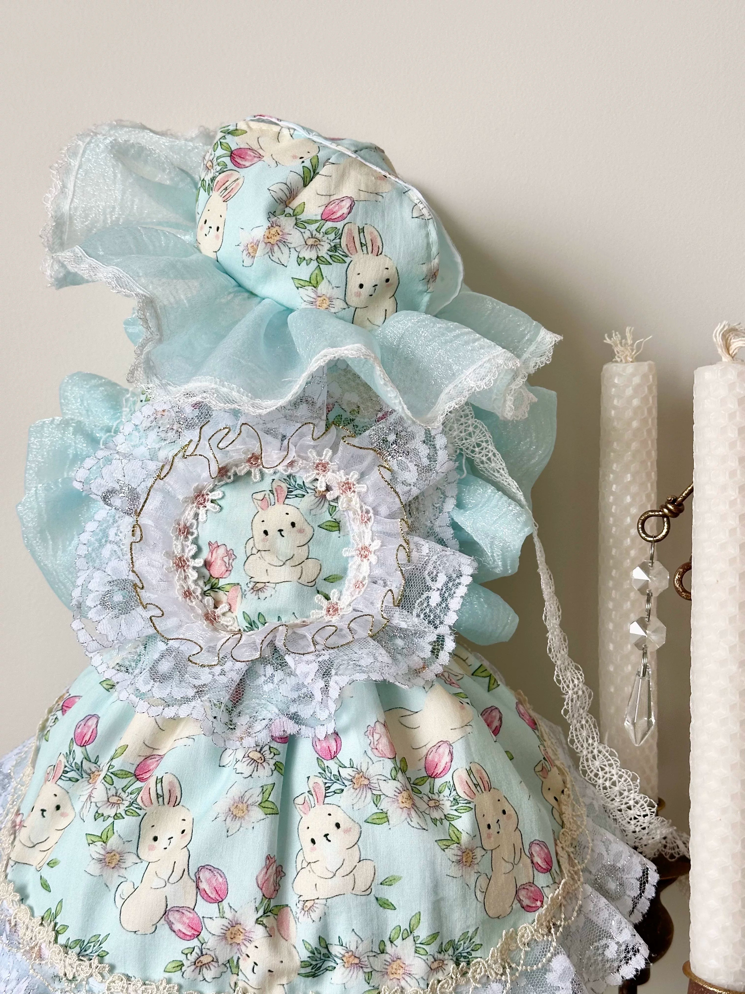 Blue Bunny French Lace Cat Clothes, Pet Apparel - image 11