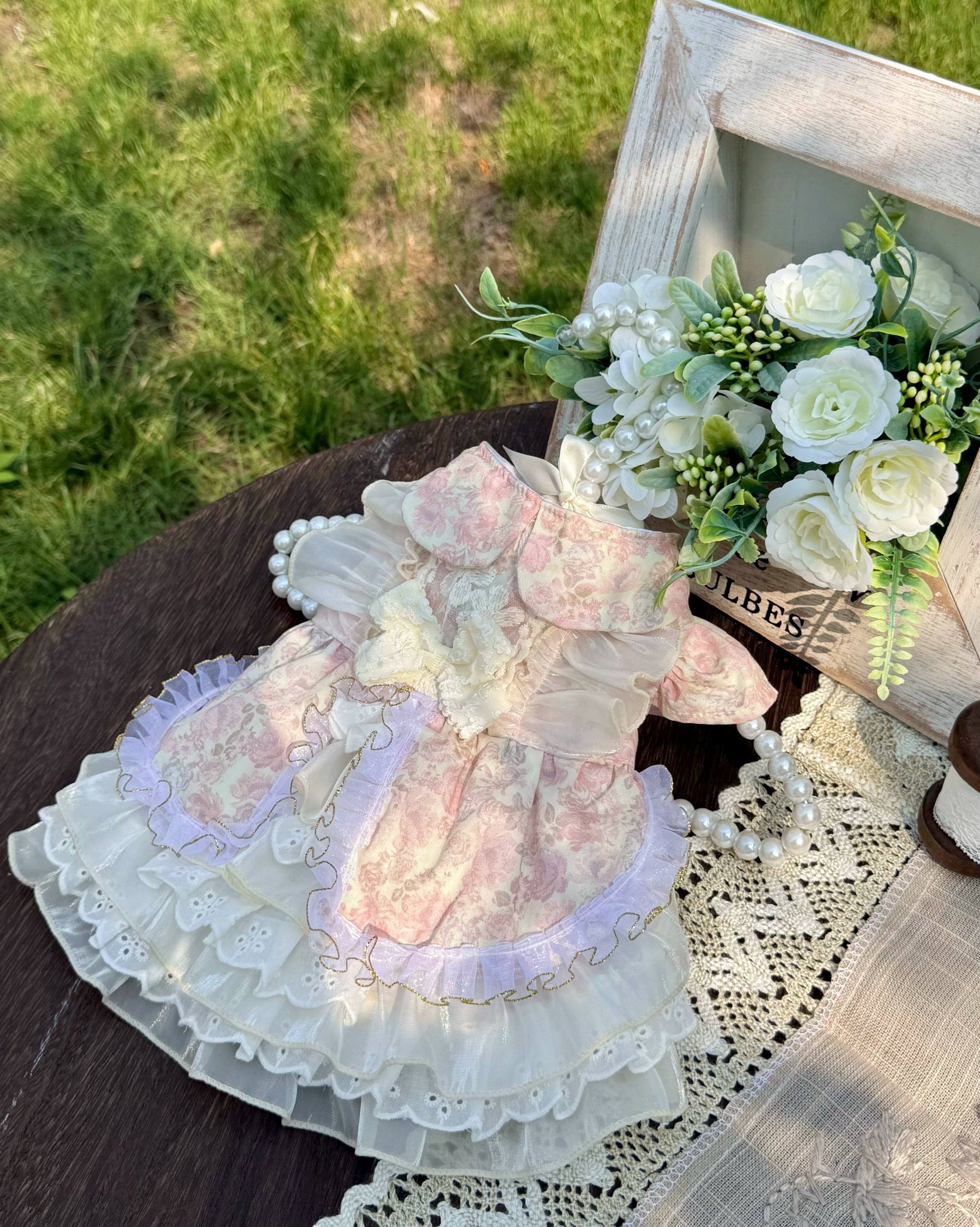 Floral Layered Tulle Pet Dress for Cats and Small Dogs