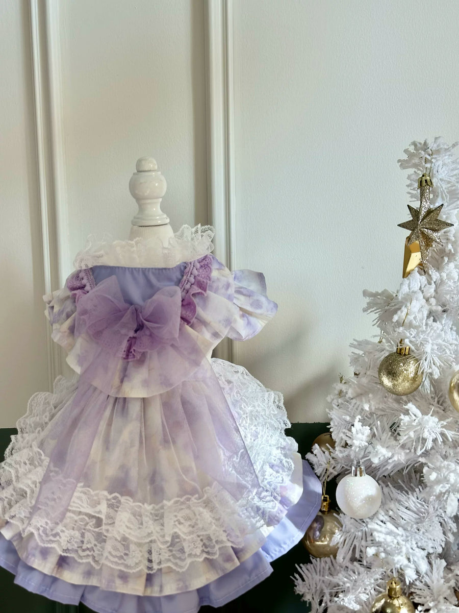 Purple Lace Feather Tulle Pet Dress for Cats and Small Dogs - Image 5