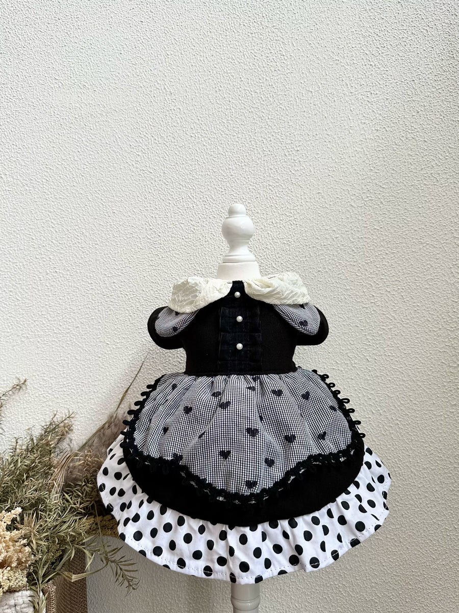 Black Heart Polka Dot Cat Clothes, Dog Clothes for Small Dogs