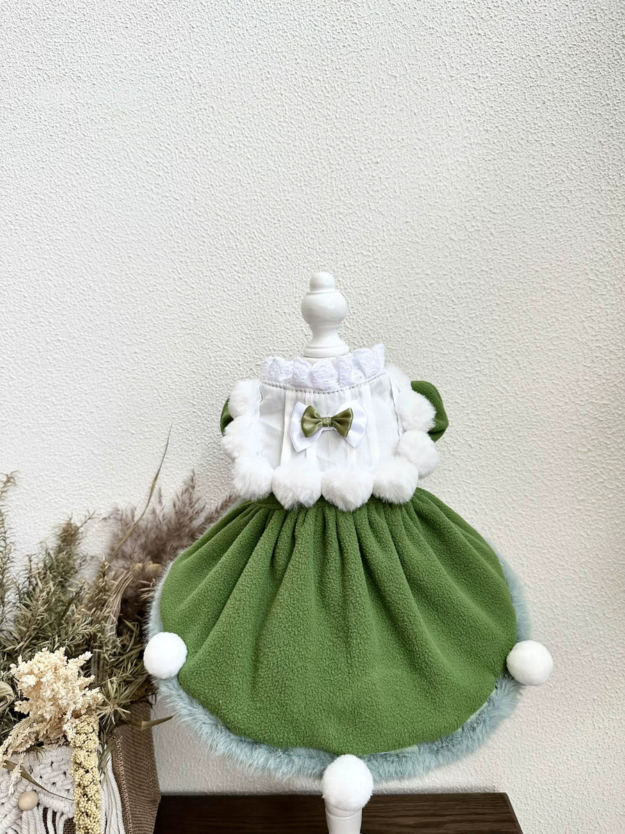 Green Fleece Cat Clothes, Cat Winter Clothing for Pets