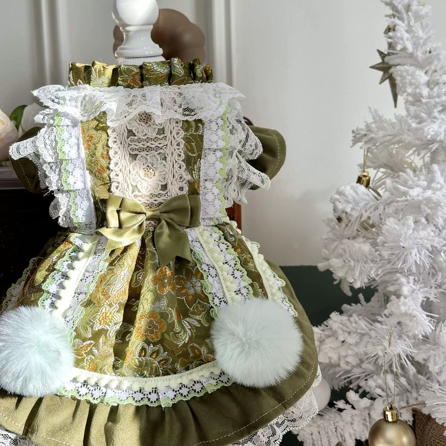 Vanilla Green Satin Cat Clothes, Small Dog Clothes