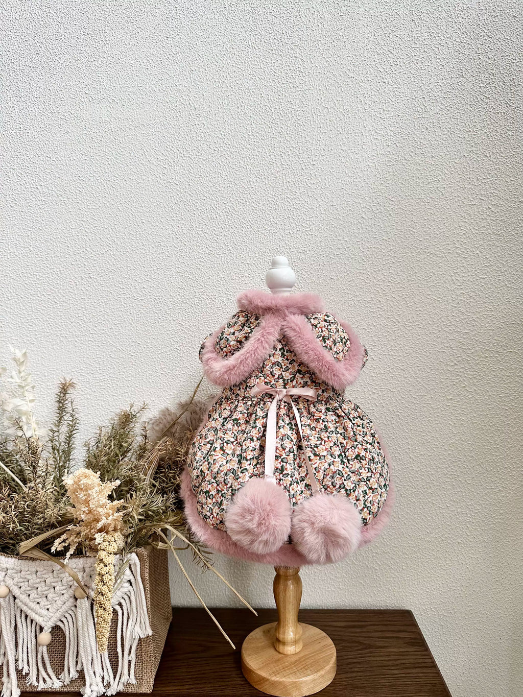 Pink Ins Style Cat Dress, Cute Dog Clothes Party Outfit