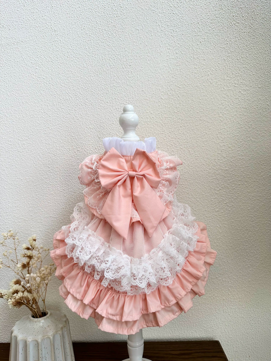 Pink Lace Lolita Cat Princess Dress, Dog Clothes for Small Dogs
