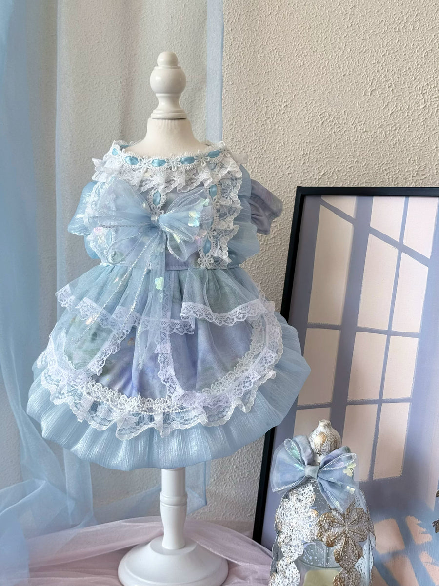 Blue Butterfly Shimmer Pet Dress for Cats and Small Dogs - Image 3